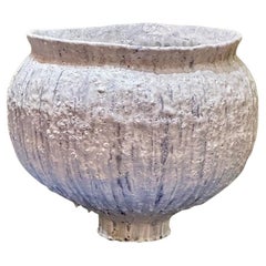 Jon Tierney, Contemporary, Large Modern Moon Jar, Glazed Ceramic, White and Blue