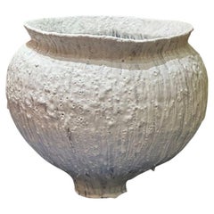 Jon Tierney, Contemporary, Large Modern Moon Jar, Glazed Ceramic, White and Blue