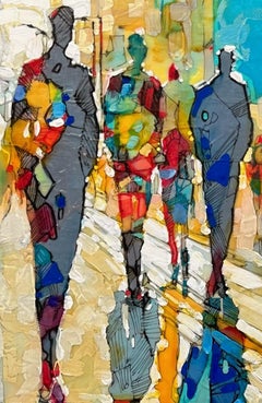 "Desvaneciéndose en la luz dorada" de Jon Wassom, Técnica mixta, Paisaje urbano colorido