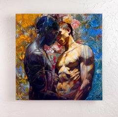 „Heartstrings“ von Jon Wassom – Figuratives Gemälde in Mischtechnik, 2024