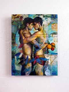 "Aquí para quedarse" (2024) de Jon Wassom, pintura figurativa expresiva en técnica mixta