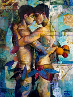 "Here to Stay" (2024) di Jon Wassom, pittura figurativa espressiva a tecnica mista