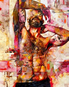 "Igniting the Inner Flame" by Jon Wassom, Mixed Media, Male Nude 