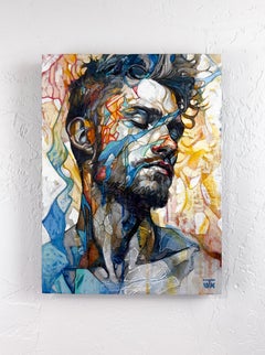 "Il velo di adesso" - Ritratto figurativo astratto a tecnica mista 2024