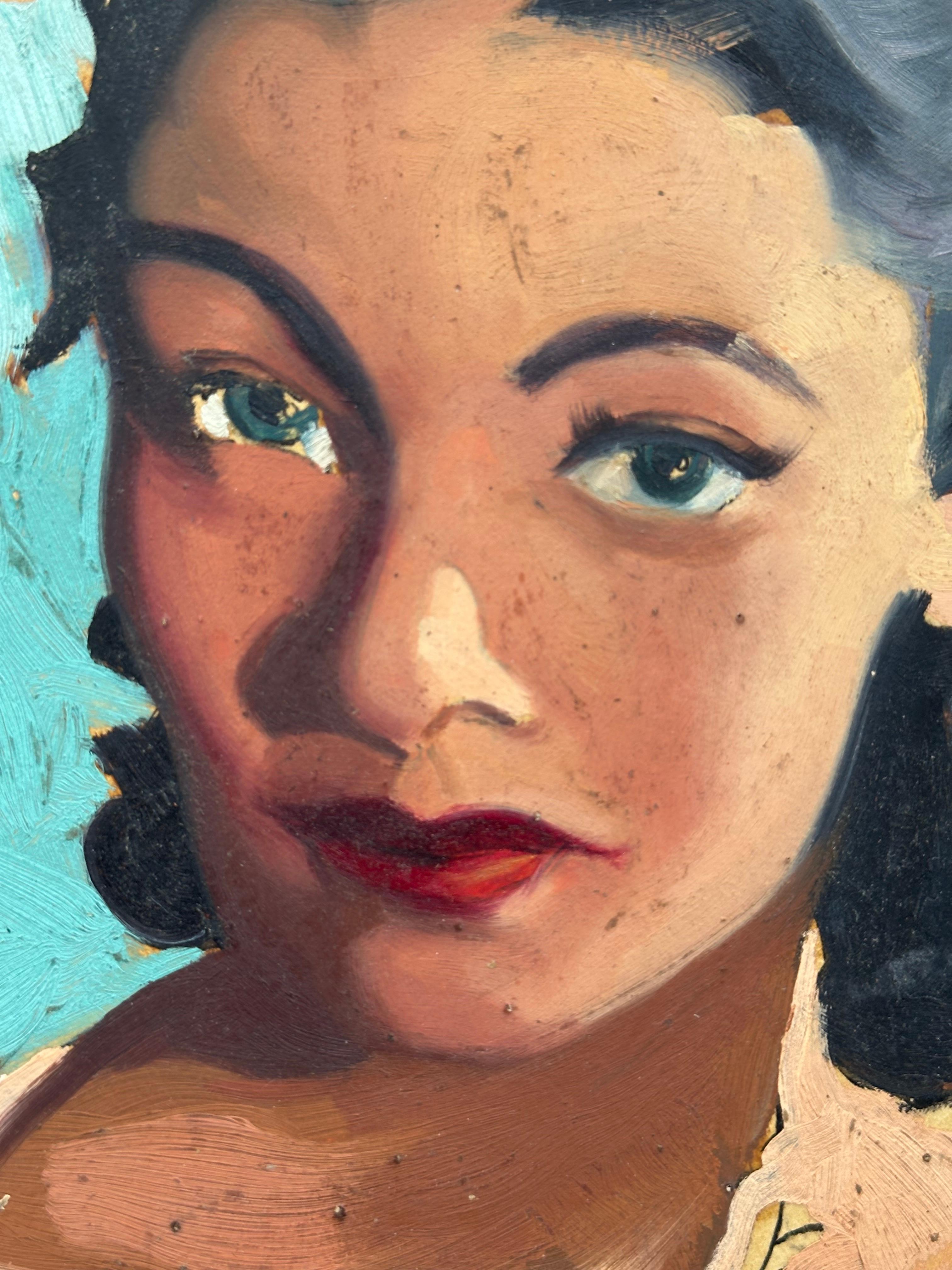 Ilustración de mujer joven y glamurosa - Painting realista estadounidense de Jon Whitcomb