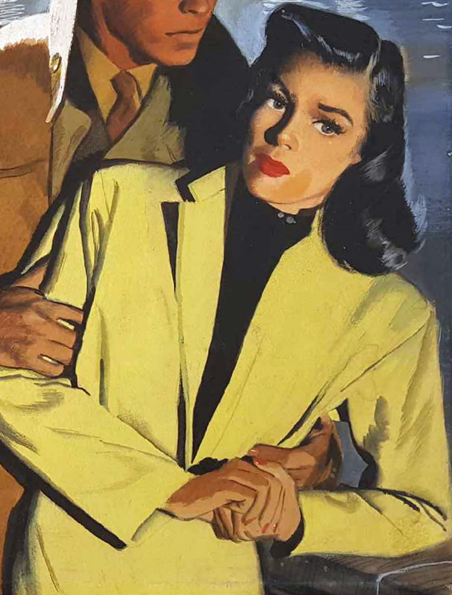 Amor en guerra,  Amantes en un momento turbulento . Hombres guapos y mujeres hermosas. - Figurative Painting Negro de Jon Whitcomb