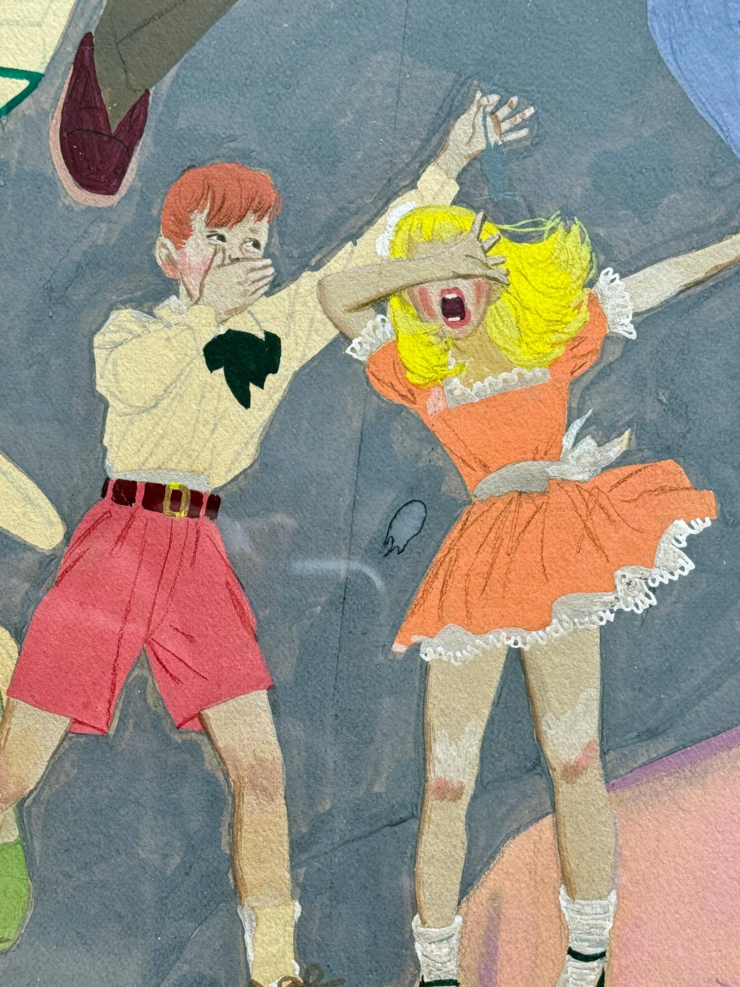 Ilustración Cosmopolita de Mediados de Siglo Narrativa Familiar Surrealista en venta 1
