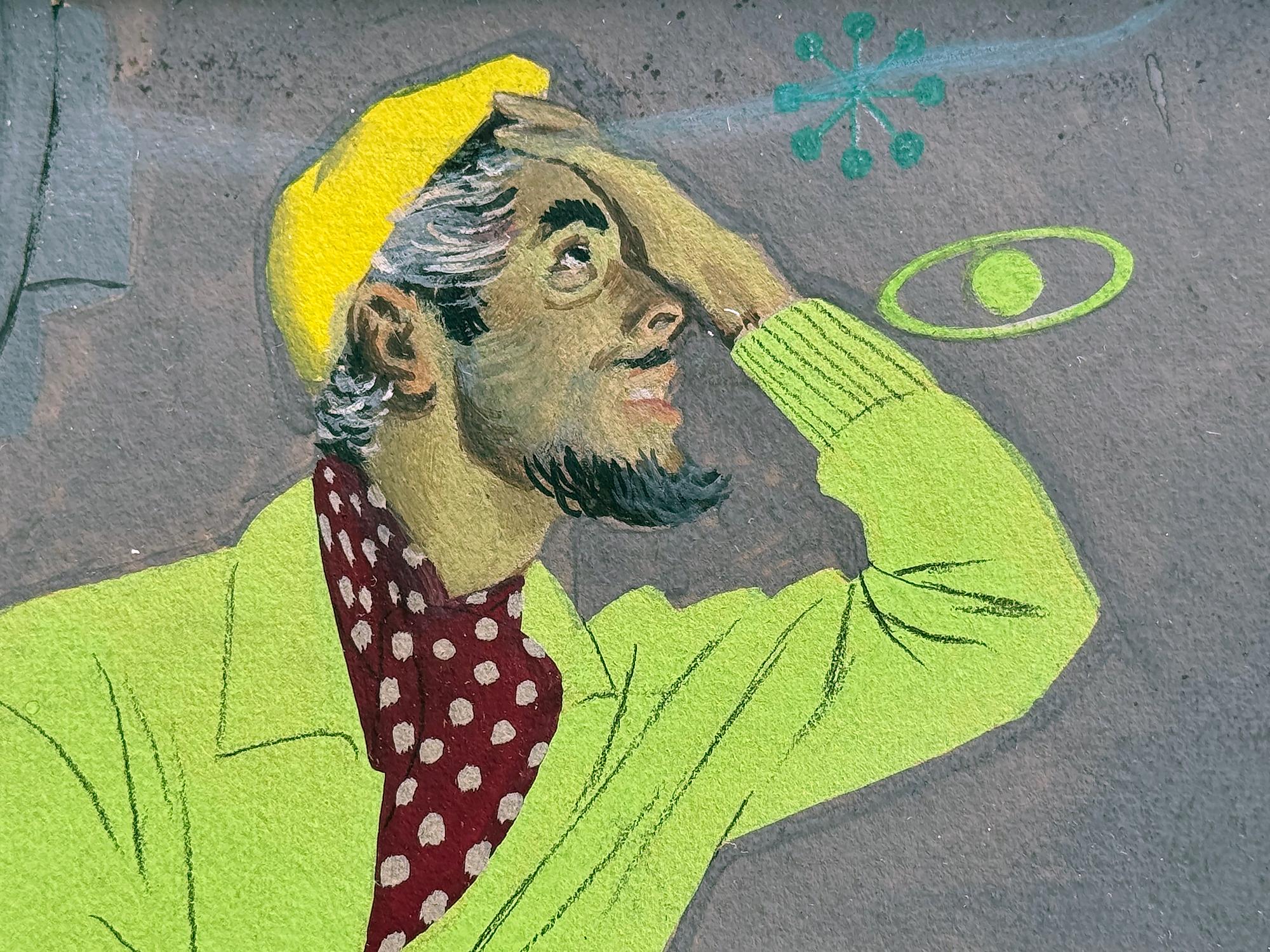 Ilustración Cosmopolita de Mediados de Siglo Narrativa Familiar Surrealista en venta 5