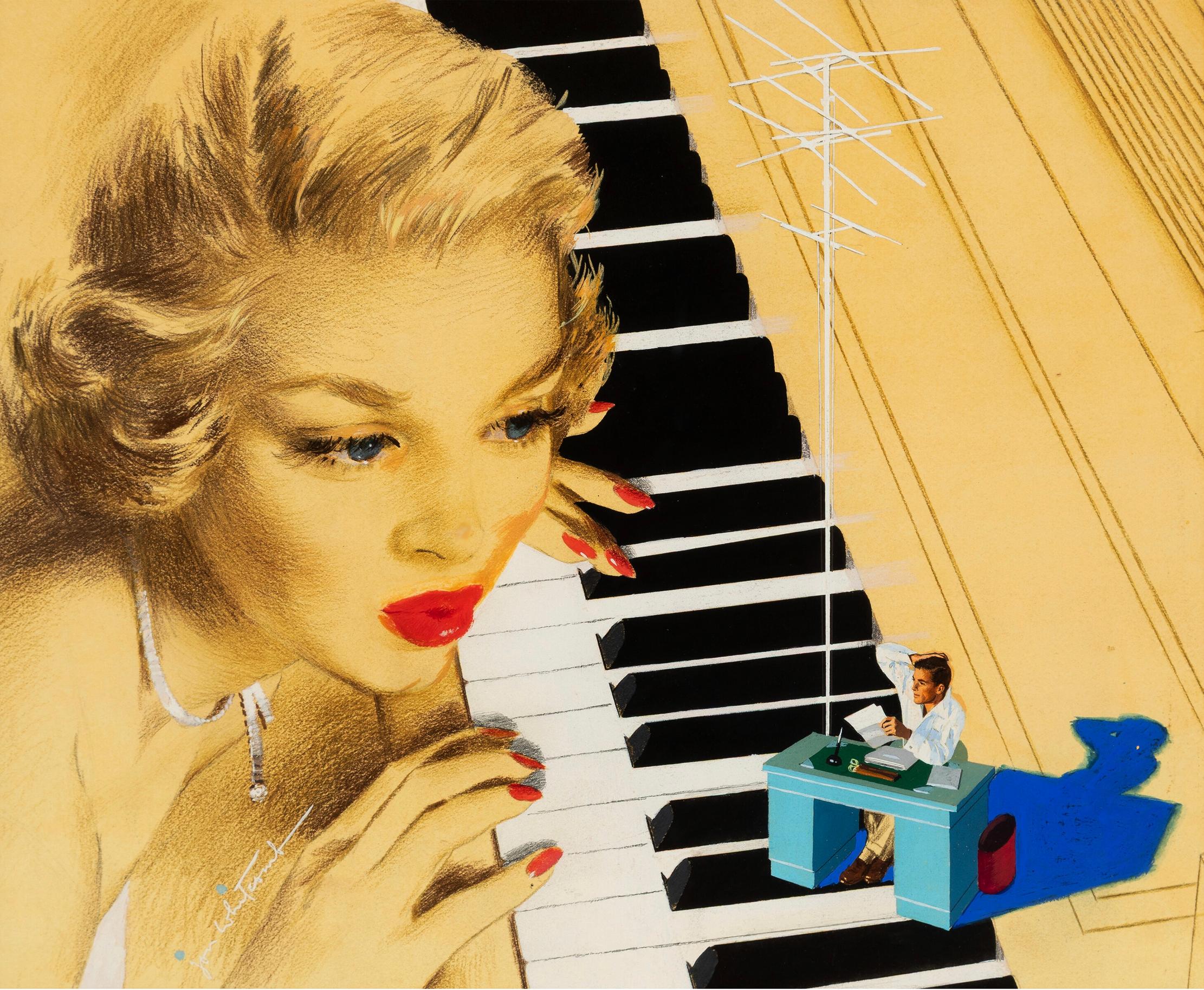 Surreal Illustration - Glamorous Blond at the Piano