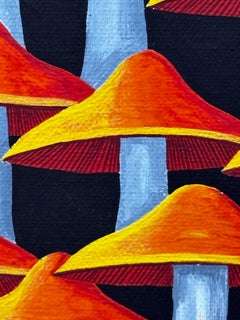 Repeating Mushroom Painting, Modern Style, Oil on Canvas, 1990s
