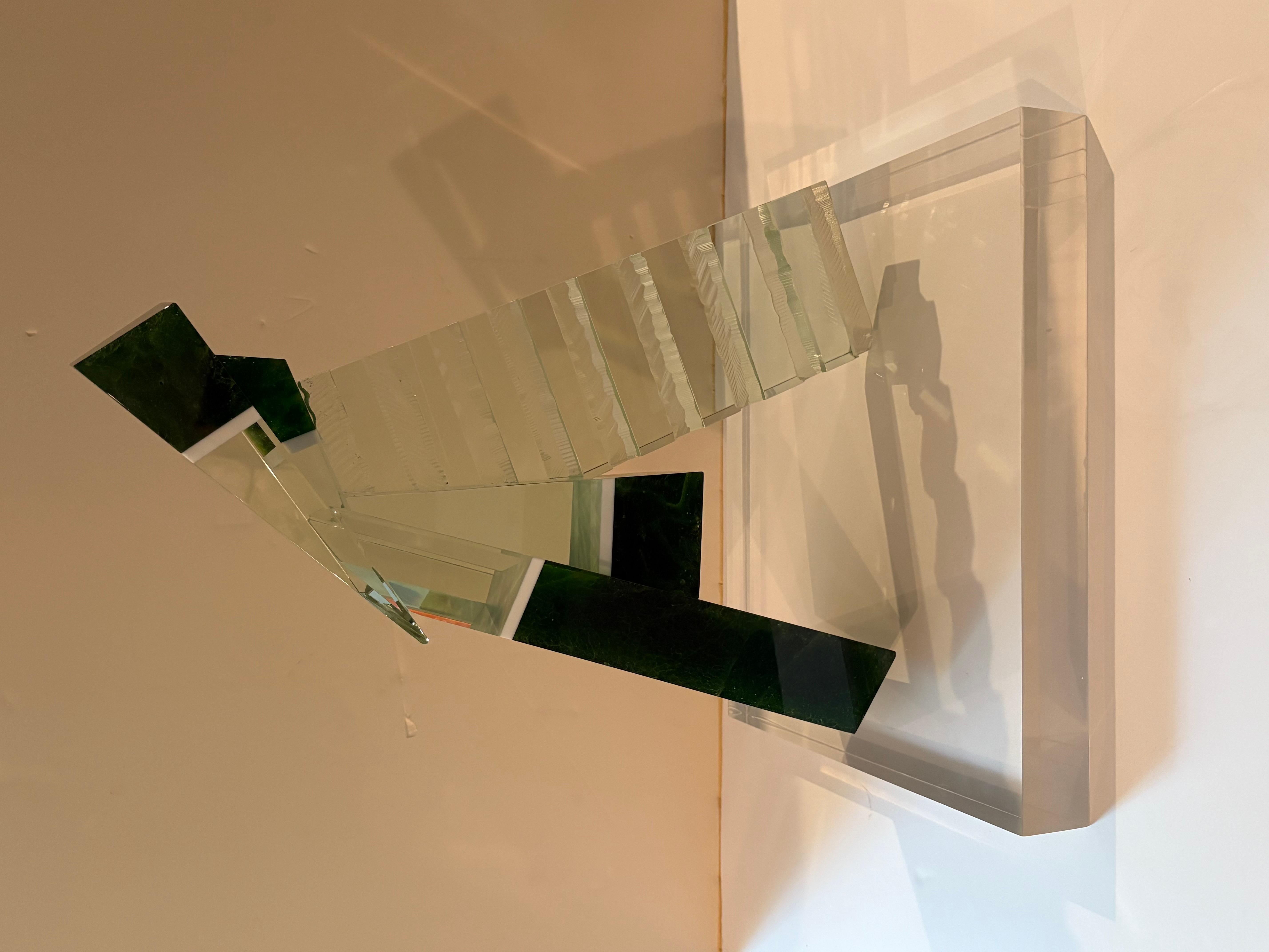 
Jon Wolfe Glass Sculpture 1989 signed with stand . In great shape no chips or breaks. Measures 21x17