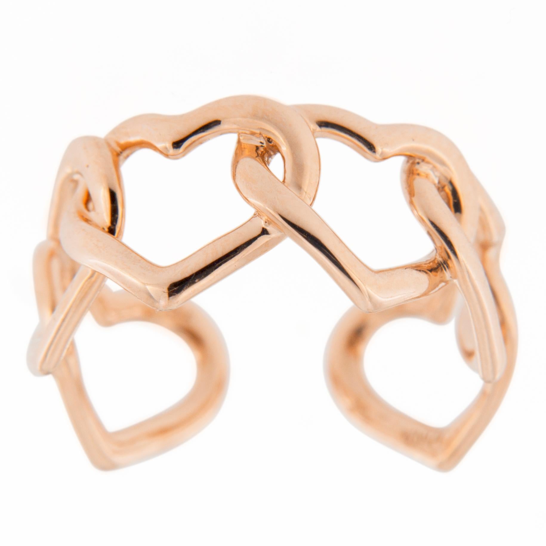 Alex Jona 18 Karat Rose Gold Interlocking Hearts Open Band Ring For Sale at  1stDibs | interlocking hearts ring
