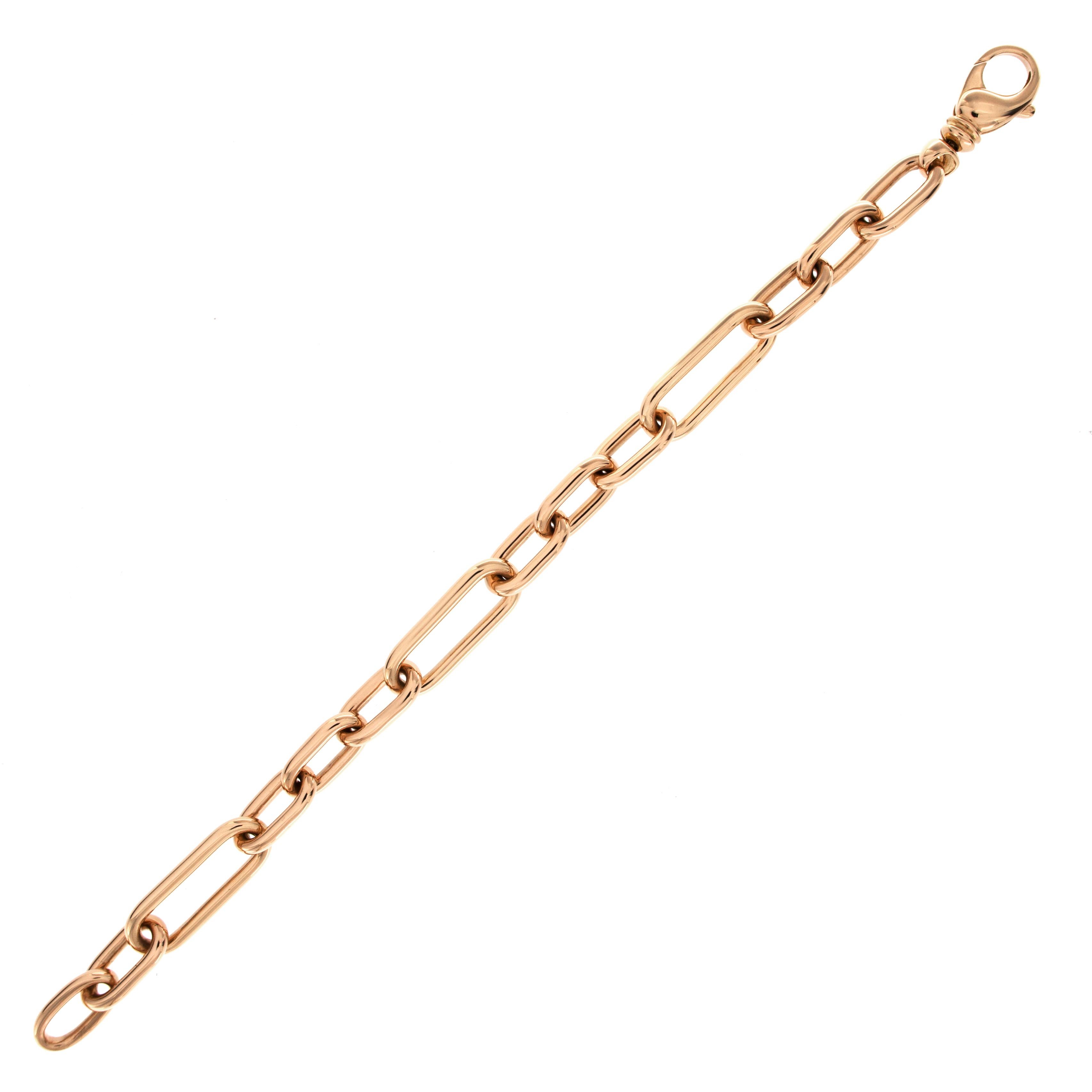 Alex Jona 18 Karat Rose Gold Link Chain Bracelet In New Condition In Torino, IT