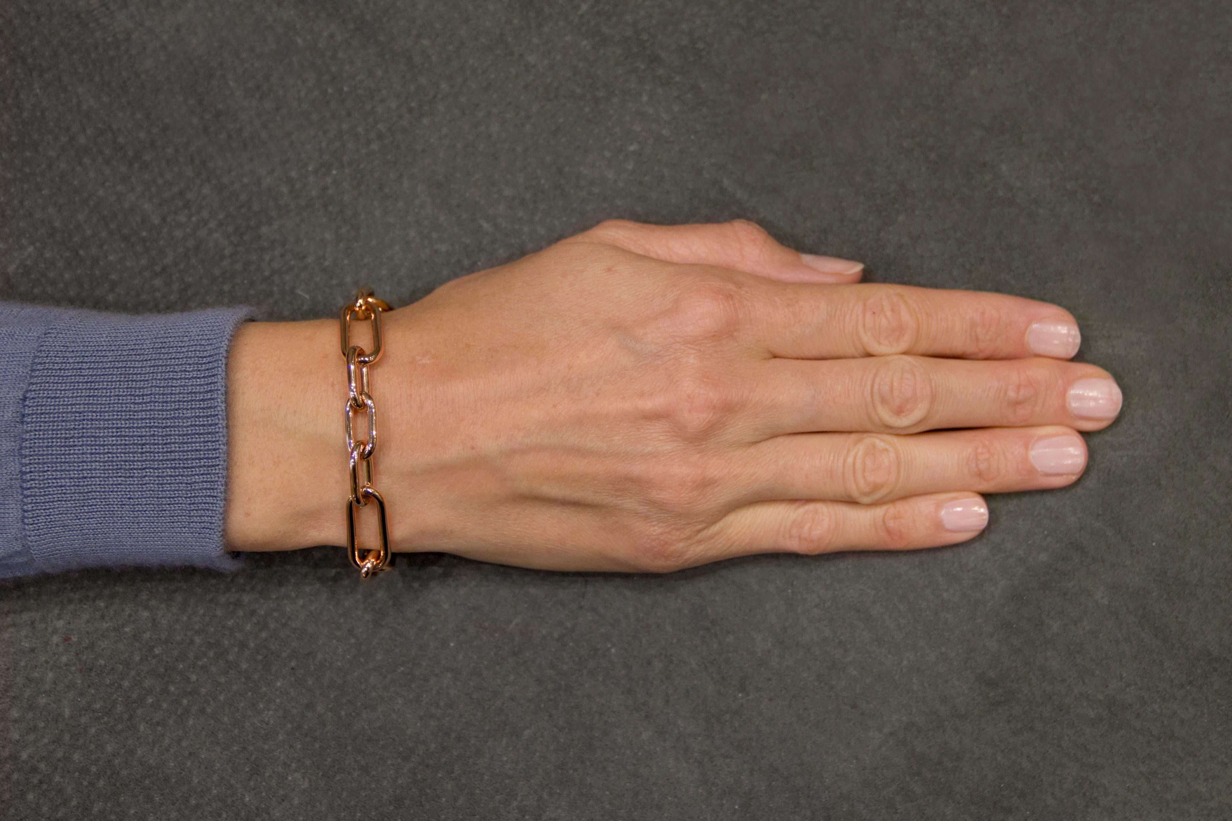Women's or Men's Alex Jona 18 Karat Rose Gold Link Chain Bracelet