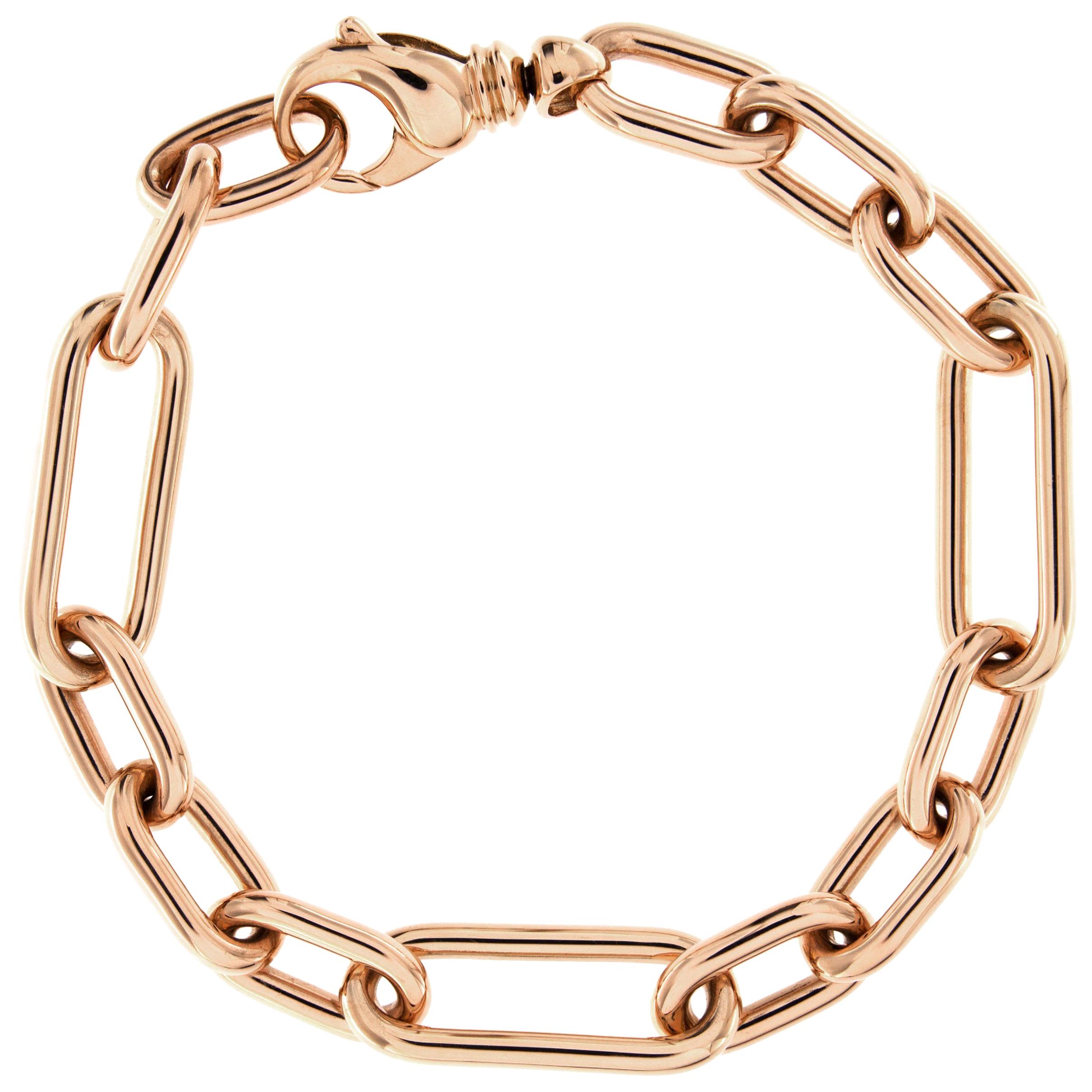 18 Karat Rose Gold Chain Link Bracelet For Sale at 1stDibs