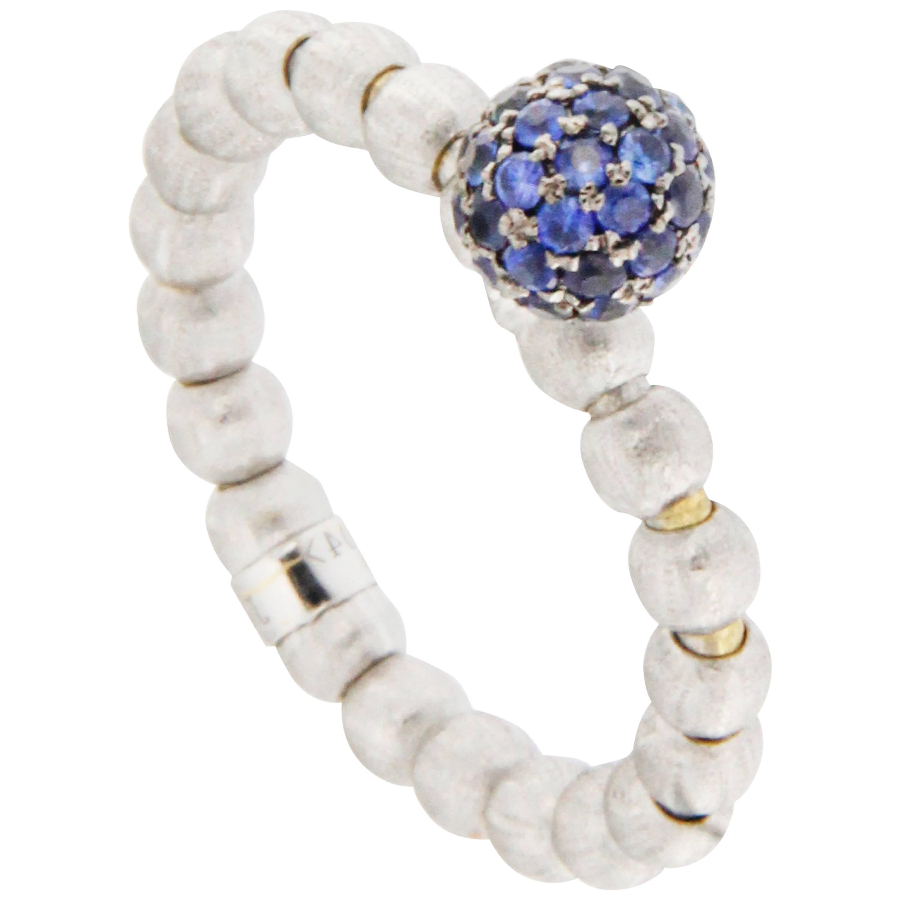 Jona 18 Karat White Gold Blue Sapphire Flexible Ring In New Condition In Torino, IT