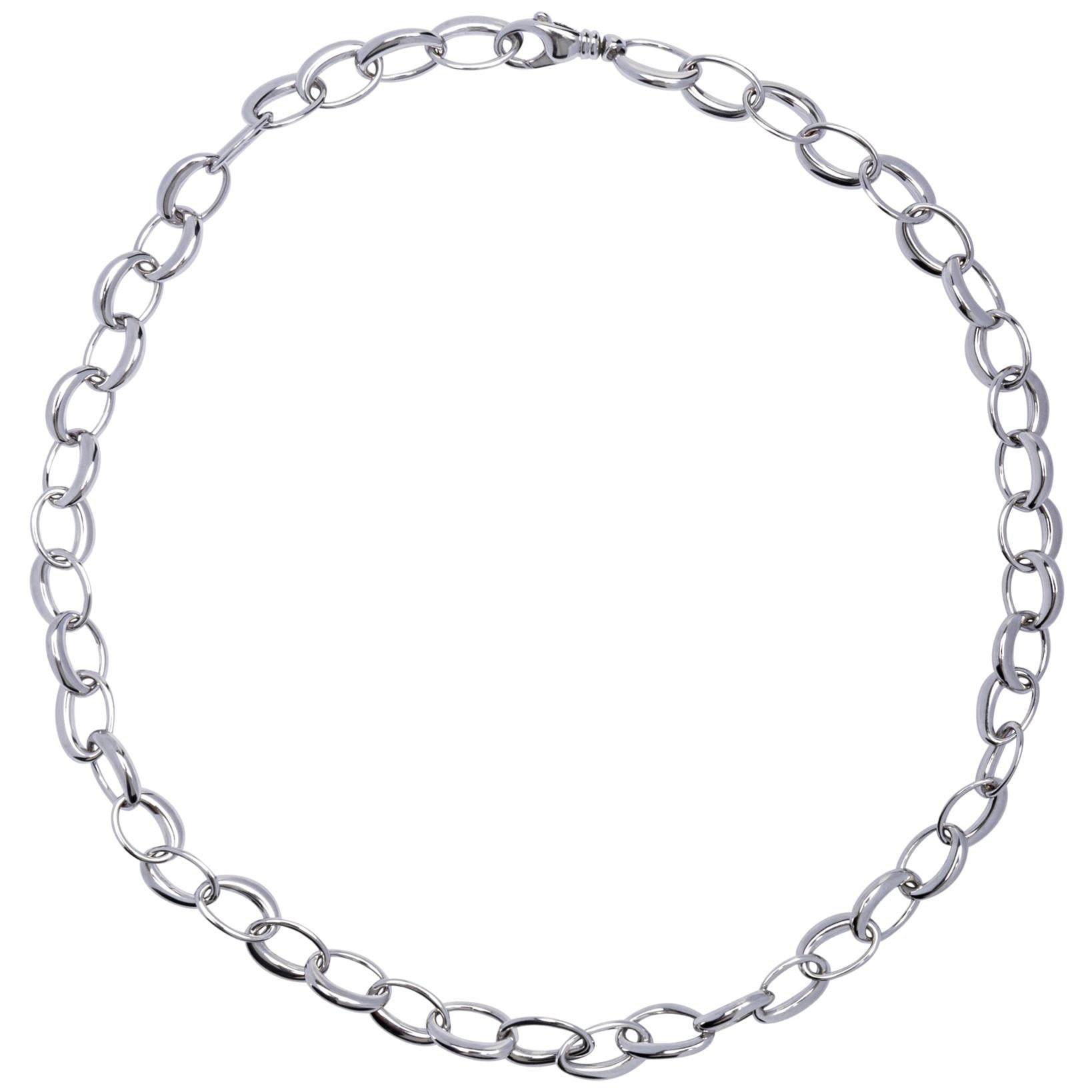 Alex Jona 18 Karat White Gold Link Chain Necklace