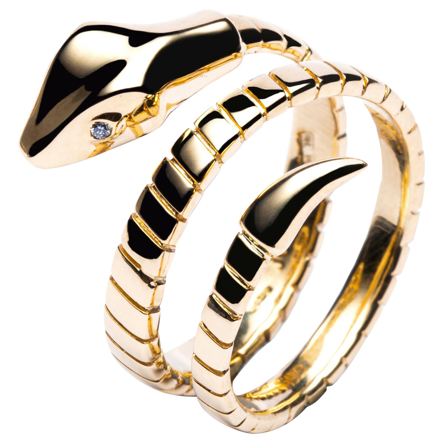 Alex Jona Blue Tourmaline White Diamond 18 Karat Yellow Gold Coil Snake ...