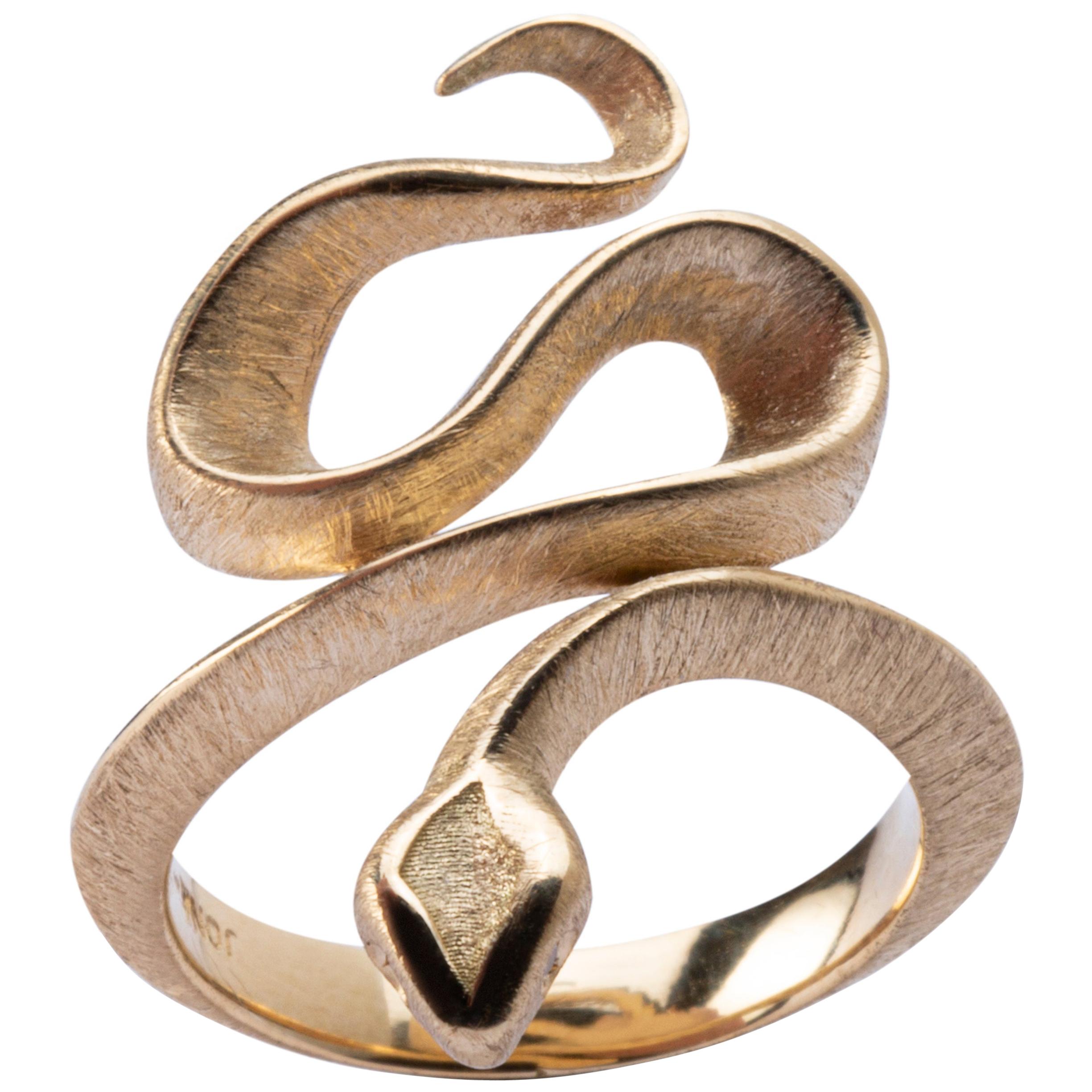 Alex Jona 18 Karat Yellow Gold Coil Snake Ring