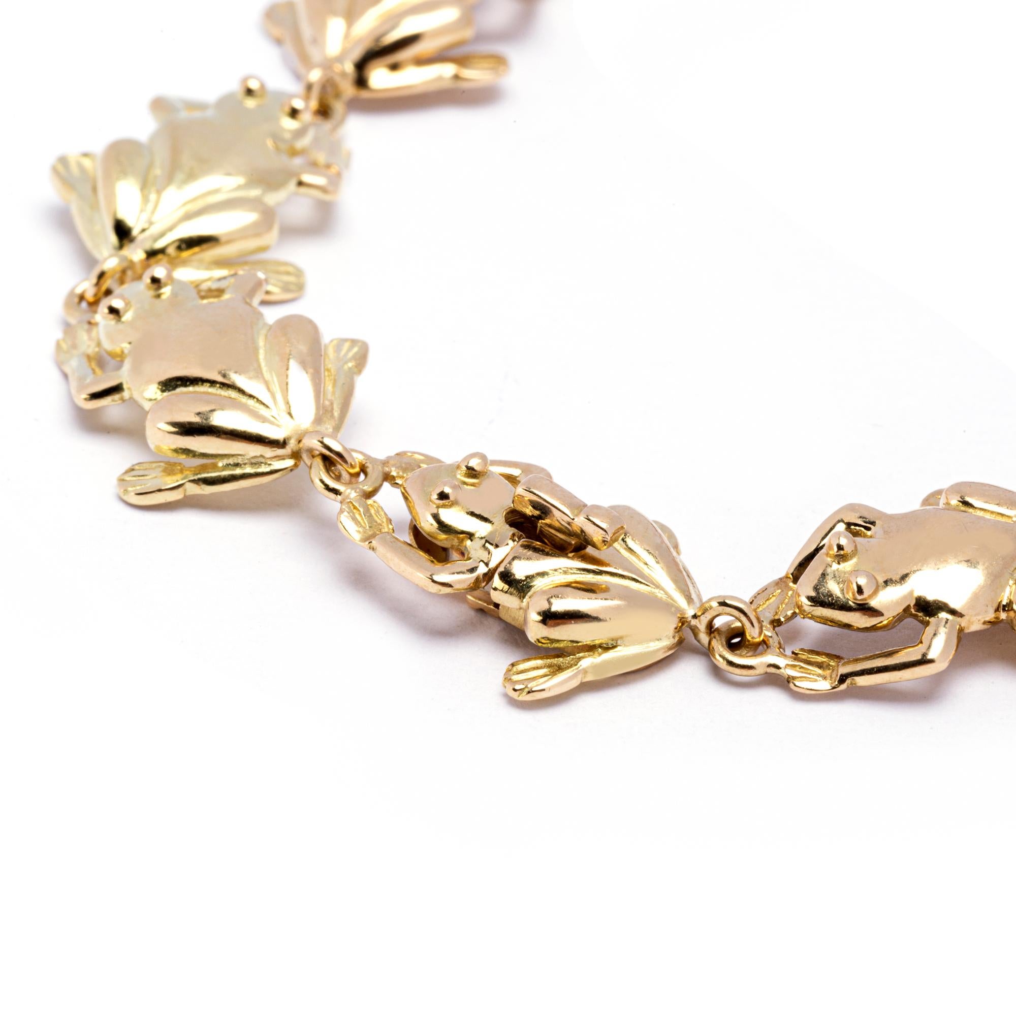 Women's or Men's Jona 18 Karat Yellow Gold Frog Link Bracelet