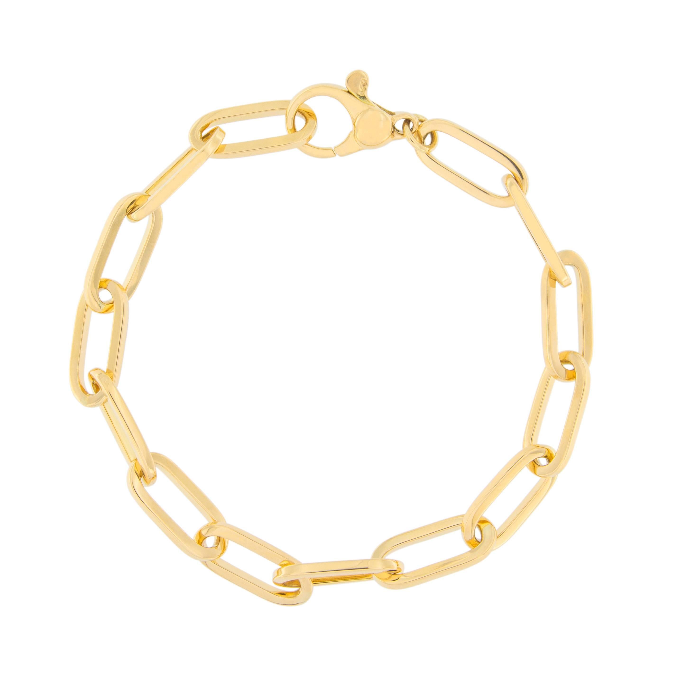 Jona 18 Karat Yellow Gold Hand Made Heavy Chain Link Bracelet For Sale at 1stDibs gold hand