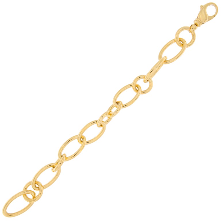 Jona 18 Karat Yellow Gold Link Chain Bracelet at 1stDibs | jona18.retro