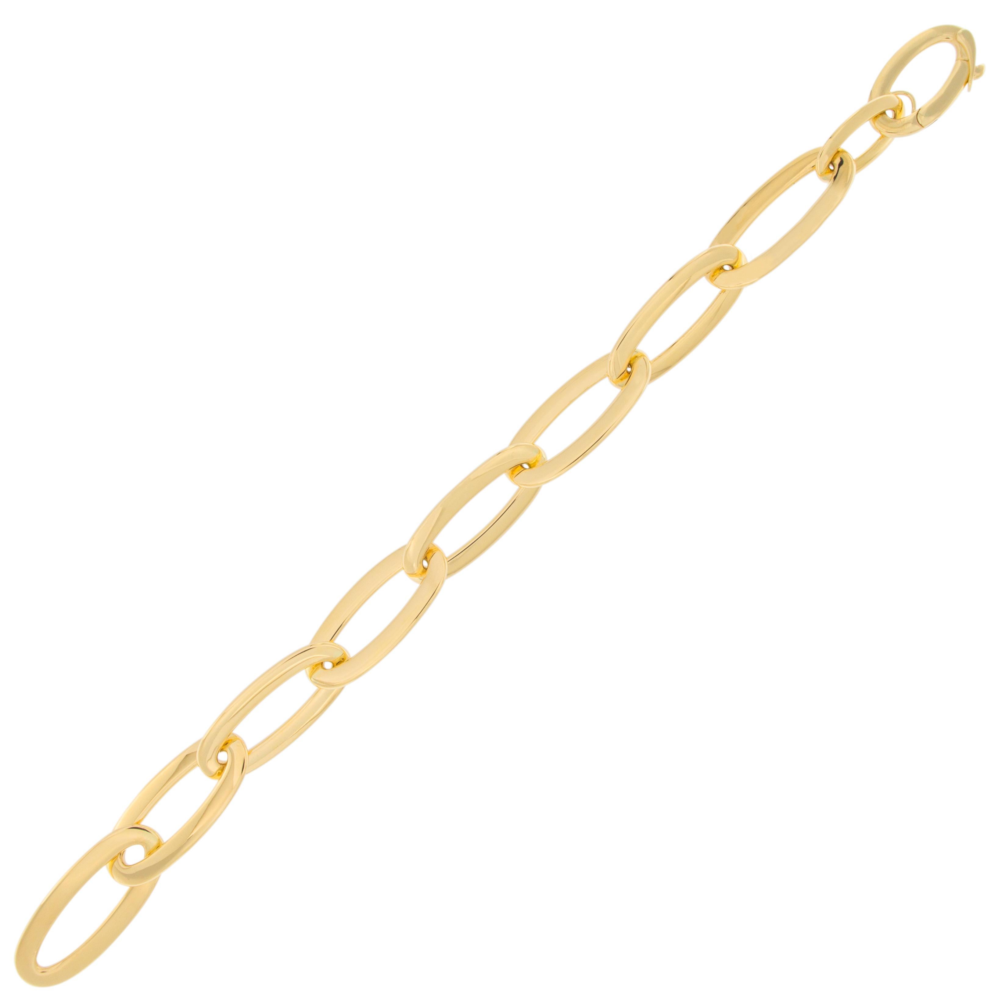 Women's or Men's Jona 18 Karat Yellow Gold Link Chain Bracelet