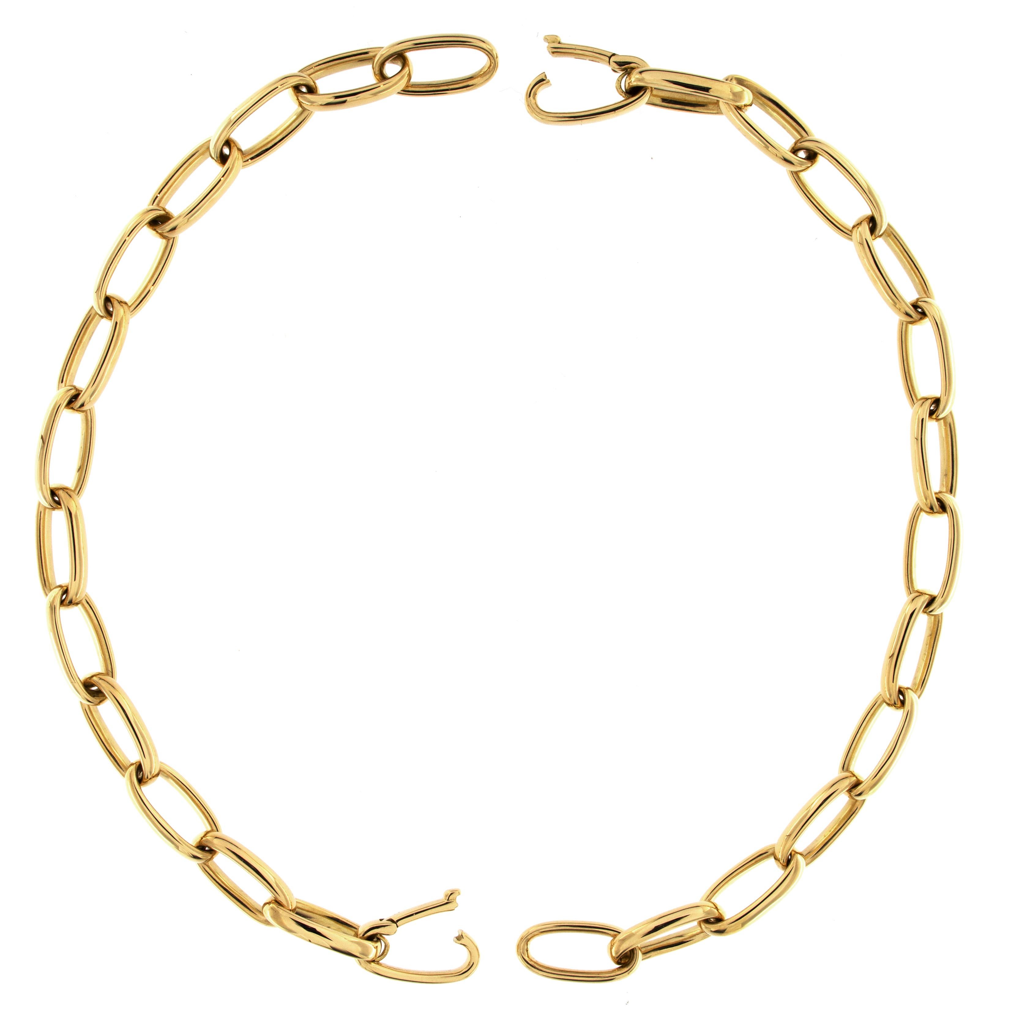 Jona Design Collection, Hand crafted in Italy, 18 karat yellow gold link chain necklace. 
Dimension : L 16.73 in X W 0.36 in - L 42,5 cm X W 9.1 mm
All Jona jewelry is new and has never been previously owned or worn. Each item will arrive at your