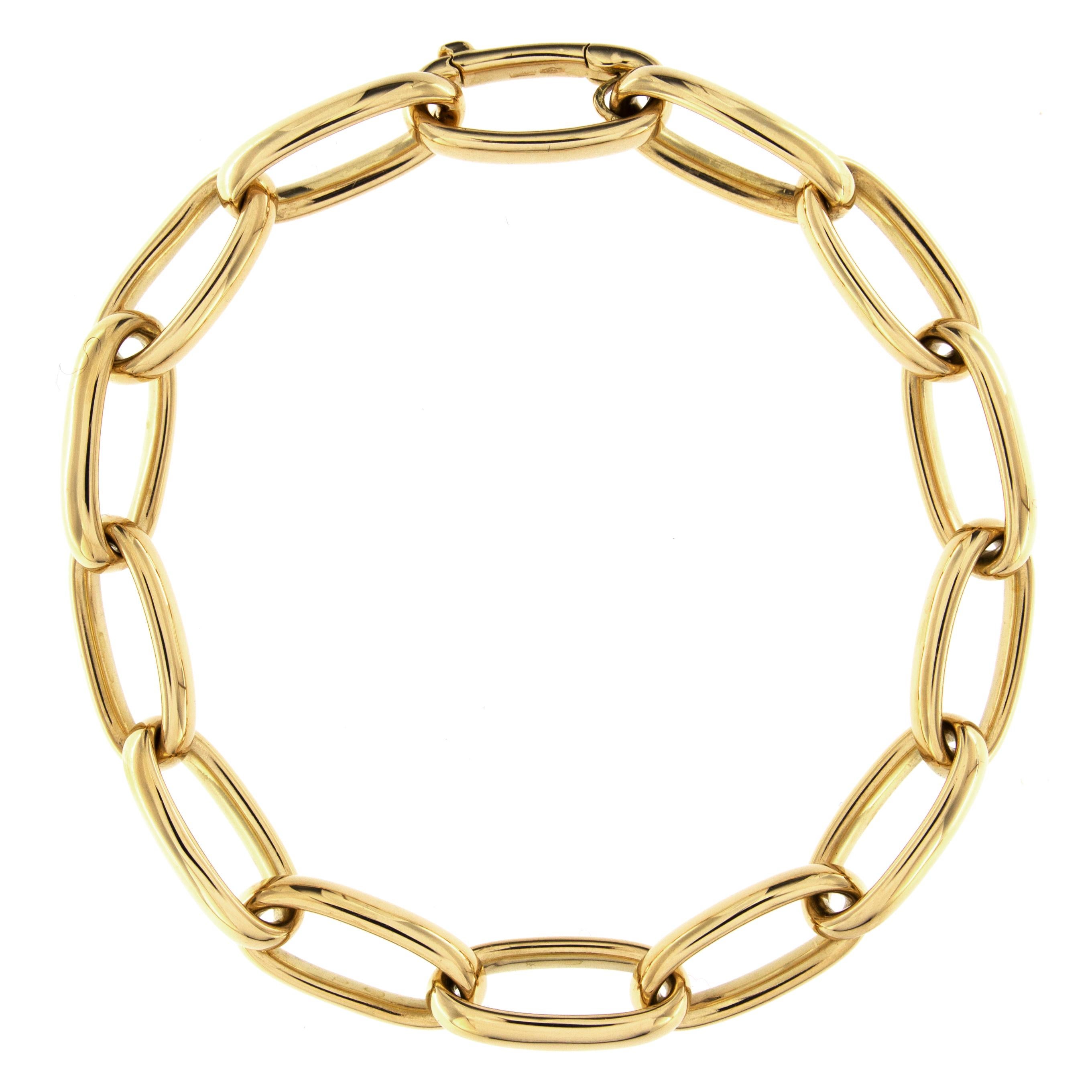 Women's or Men's Jona 18 Karat Yellow Gold Link Chain Necklace