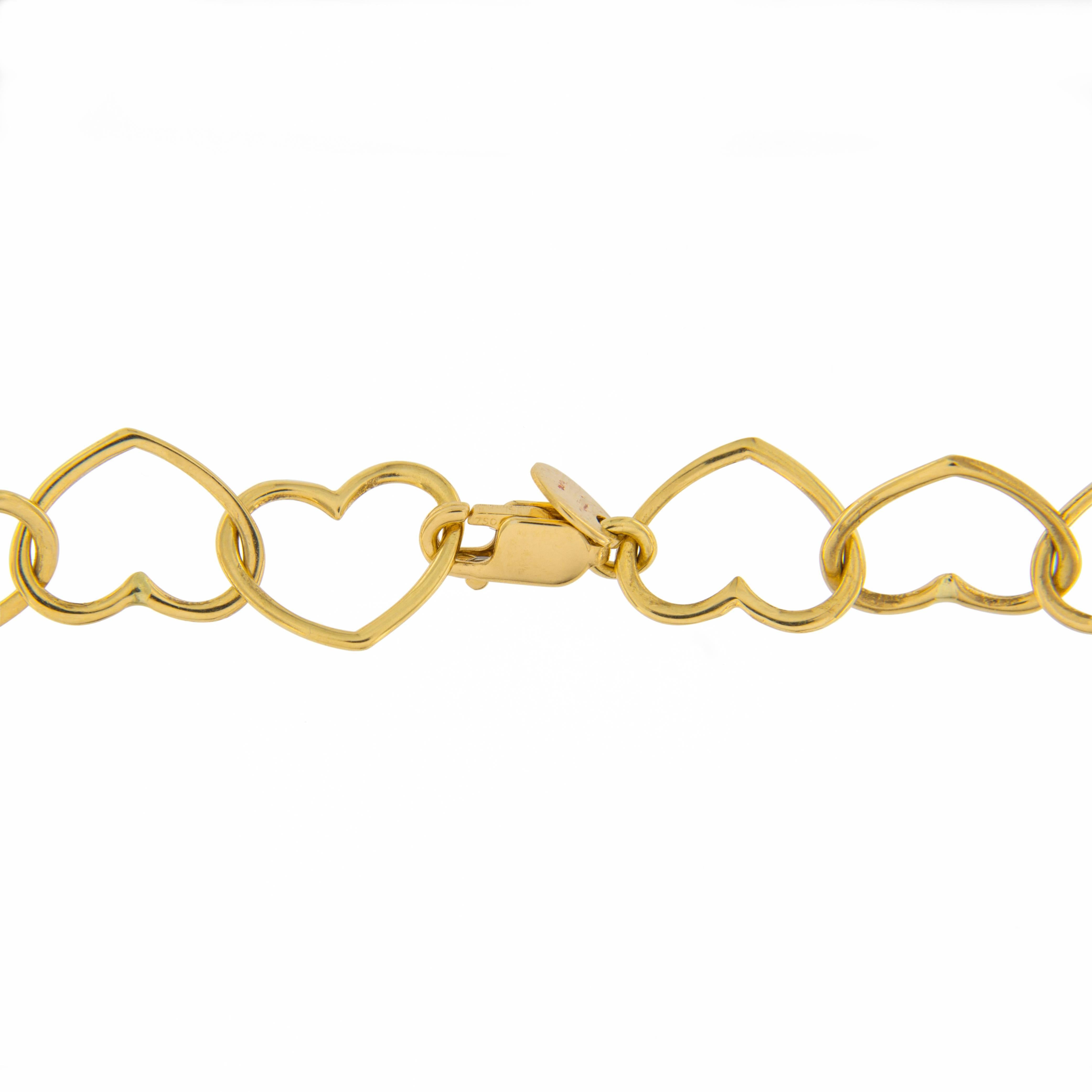 Jona 18 Karat Yellow Gold Multi Heart Link Chain Necklace In New Condition In Torino, IT