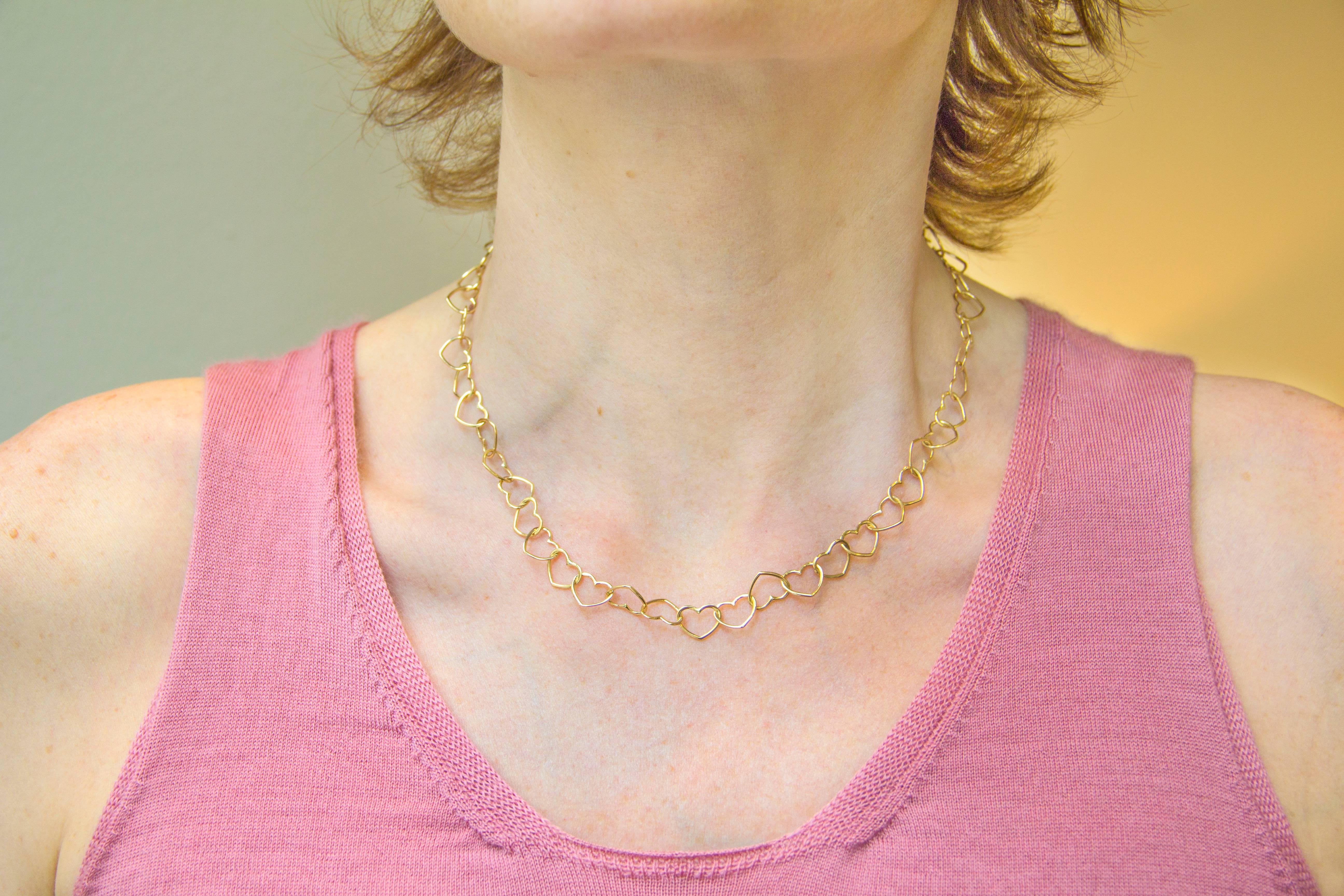 Jona 18 Karat Yellow Gold Multi Heart Link Chain Necklace 1