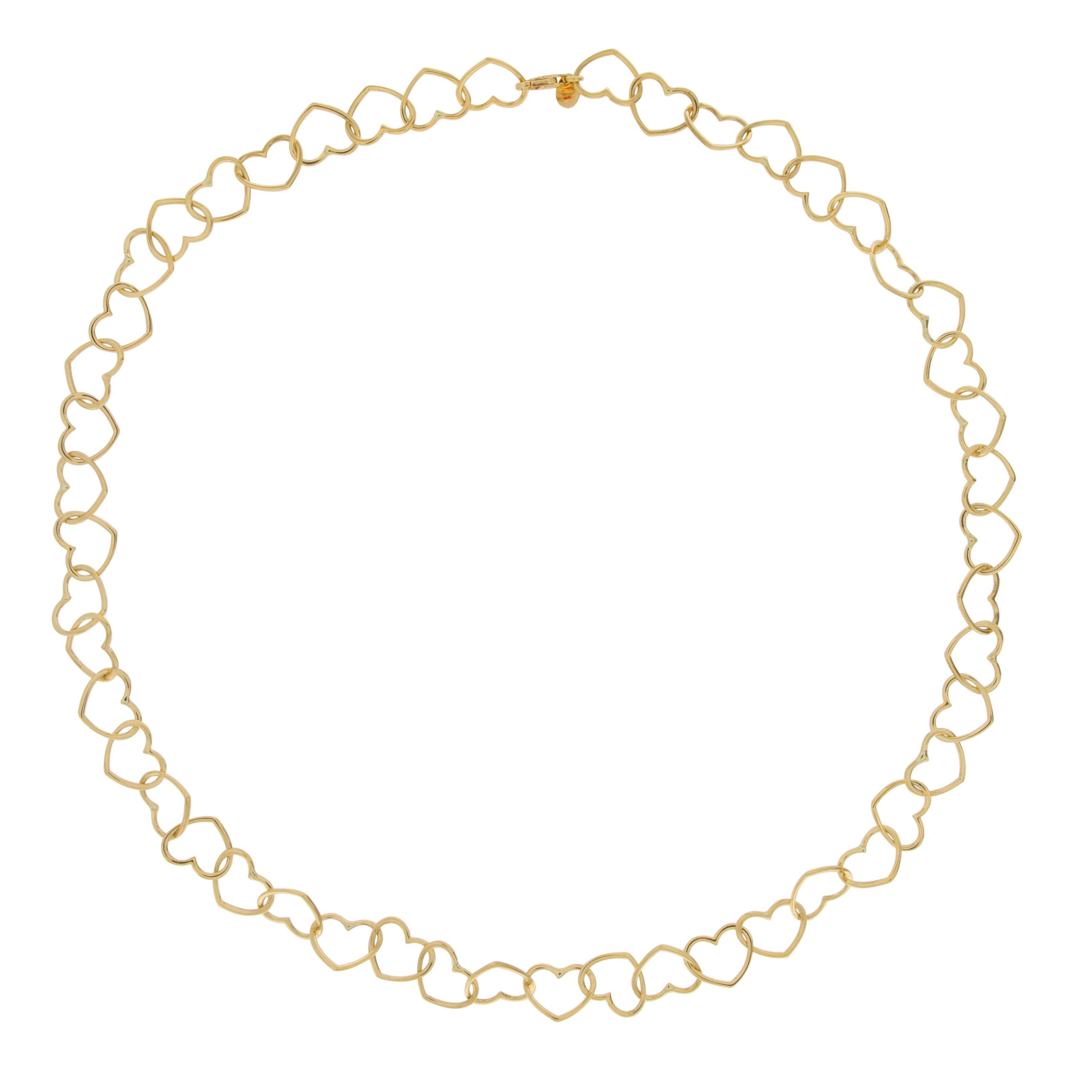 Jona 18 Karat Yellow Gold Multi Heart Link Chain Necklace