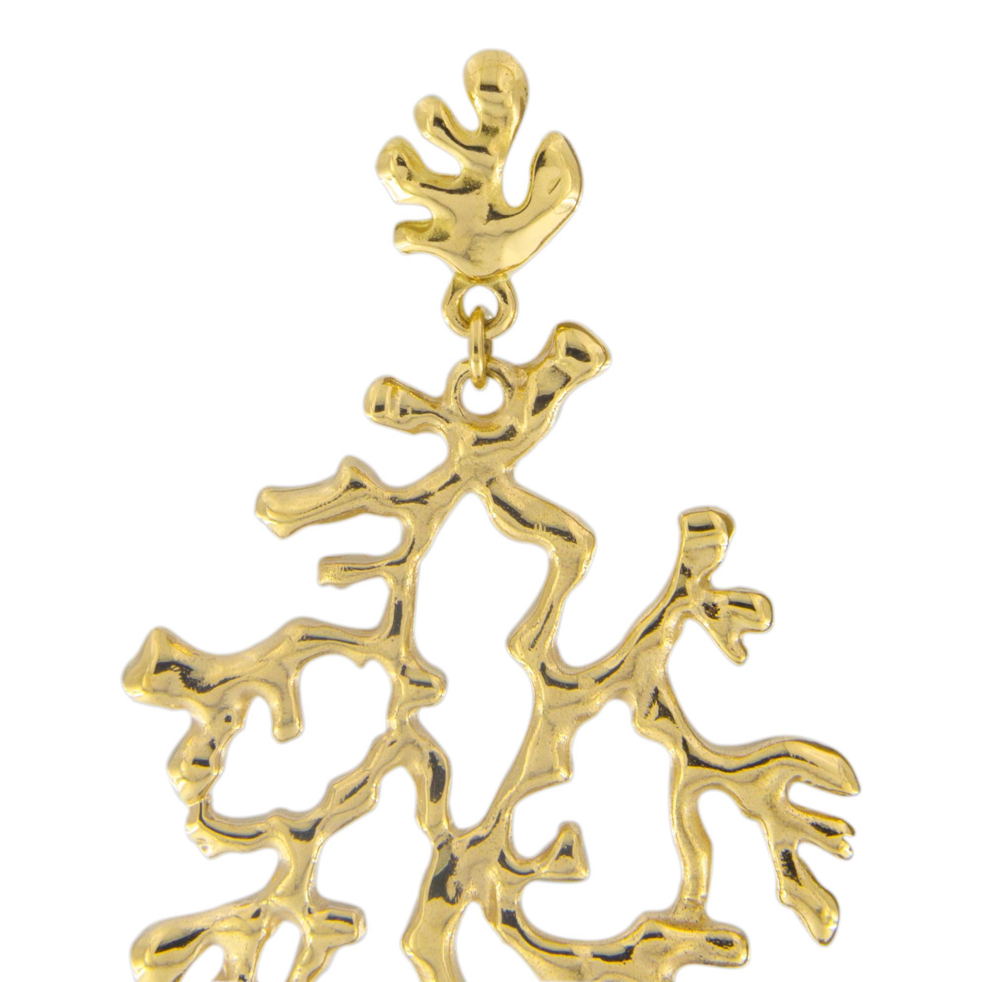 Alex Jona 18 Karat Yellow Gold Branch Pendant Earrings In New Condition For Sale In Torino, IT