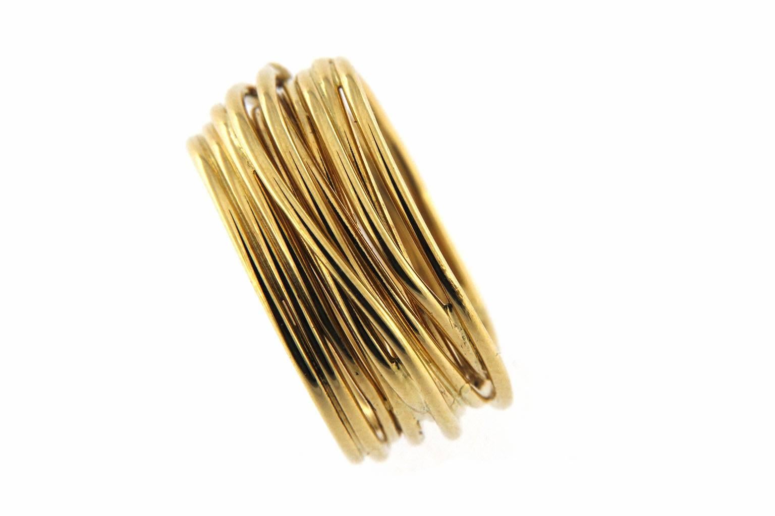 Alex Jona 18 Karat Yellow Gold Spaghetti Ring Band In New Condition In Torino, IT