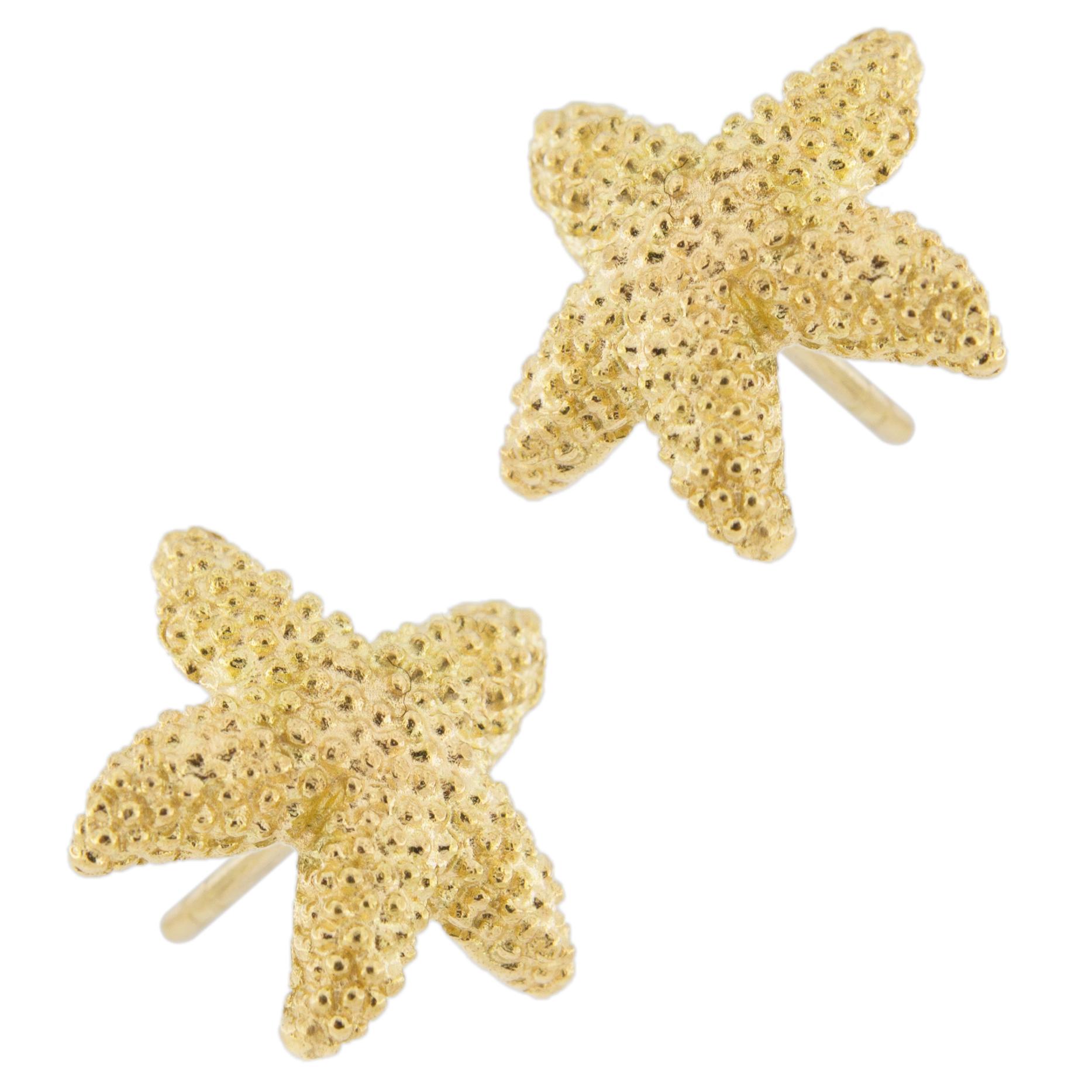 Alex Jona 18 Karat Yellow Gold Starfish Stud Earrings In New Condition In Torino, IT