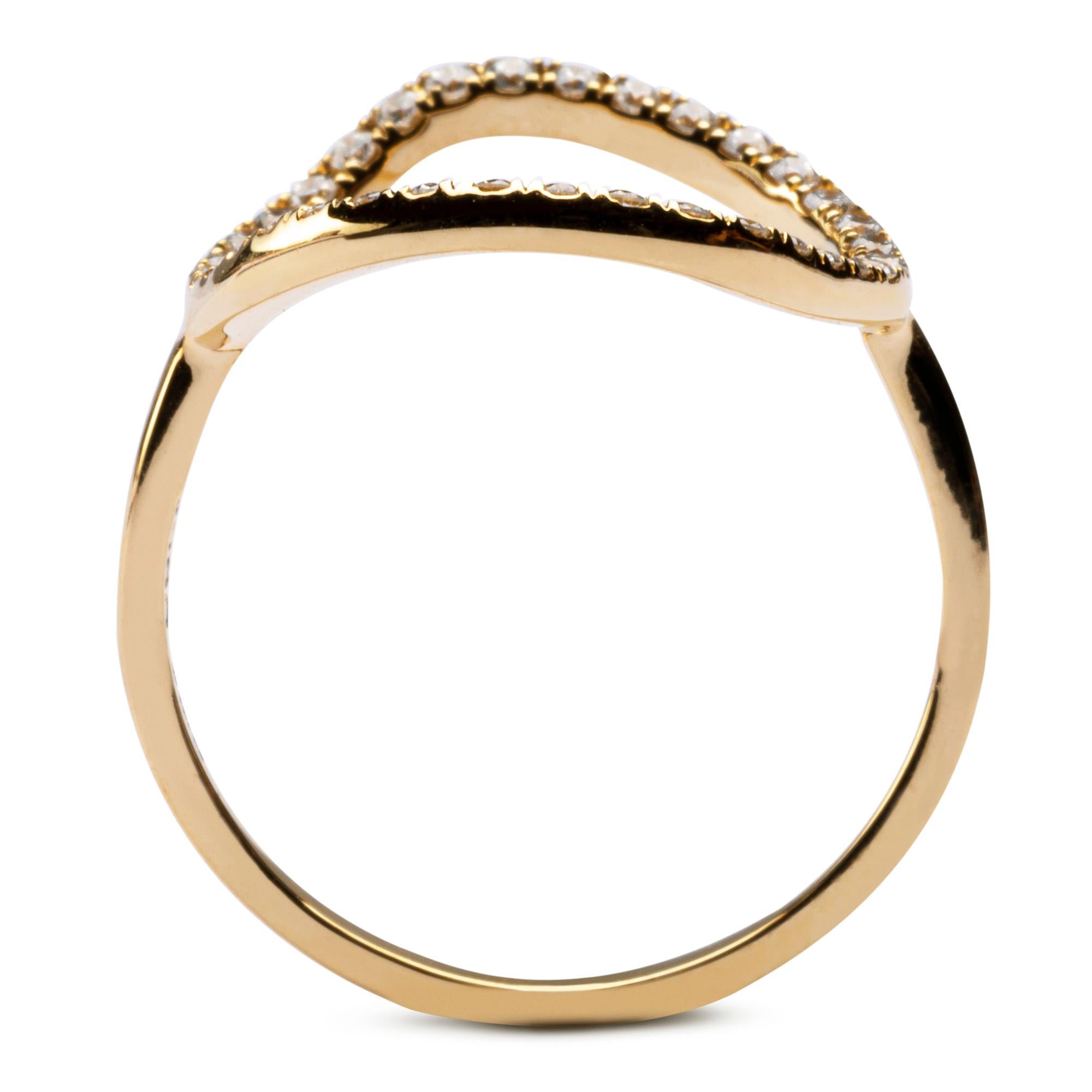 Alex Jona 18 Karat Yellow Gold White Diamond Open Circle Hoop Ring In New Condition In Torino, IT