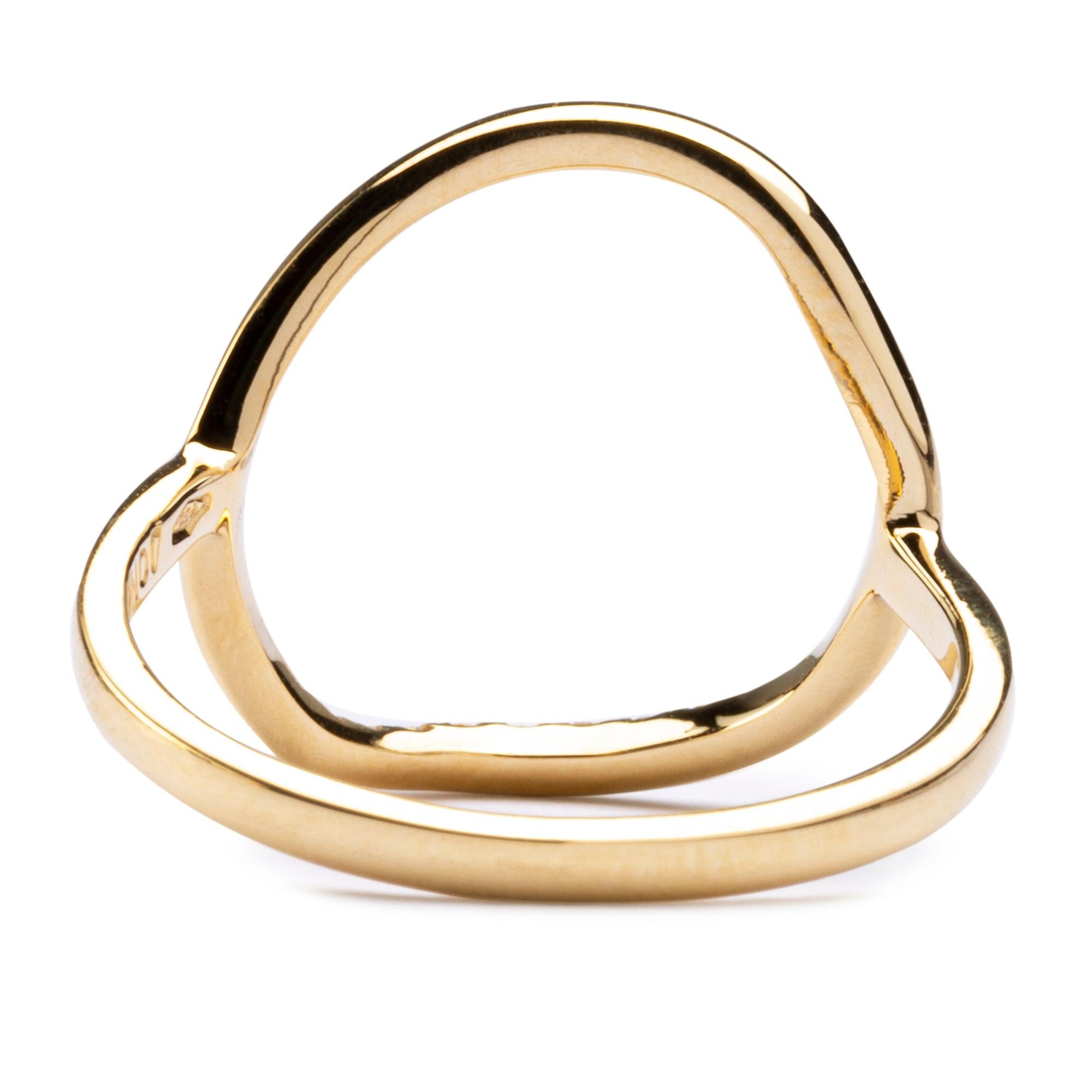 Women's Alex Jona 18 Karat Yellow Gold White Diamond Open Circle Hoop Ring