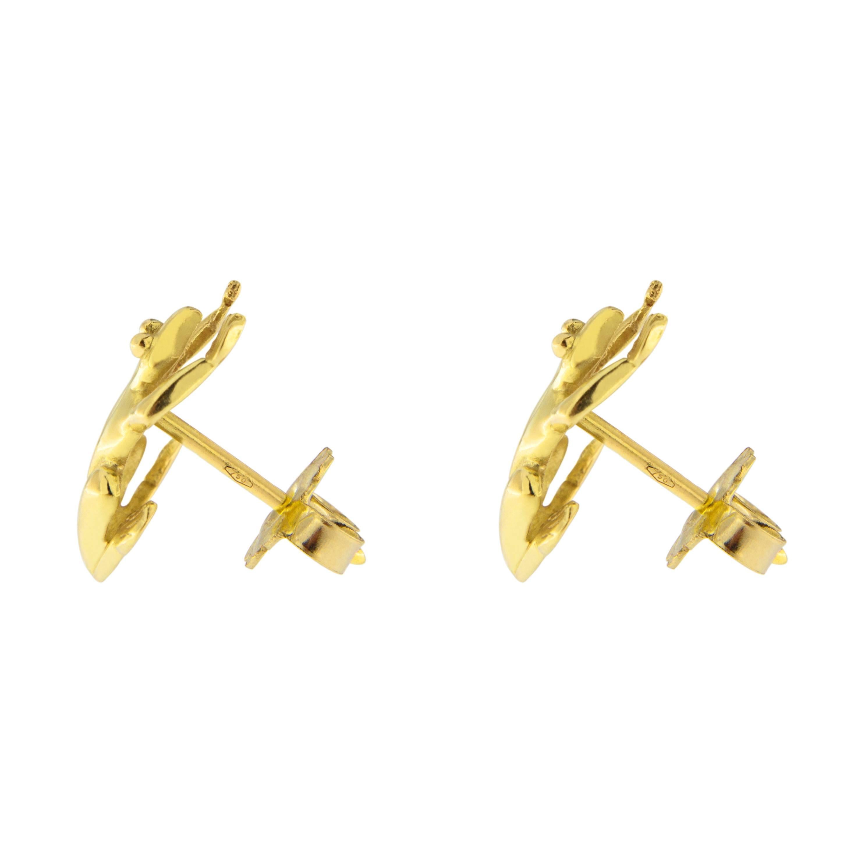 gold frog stud earrings