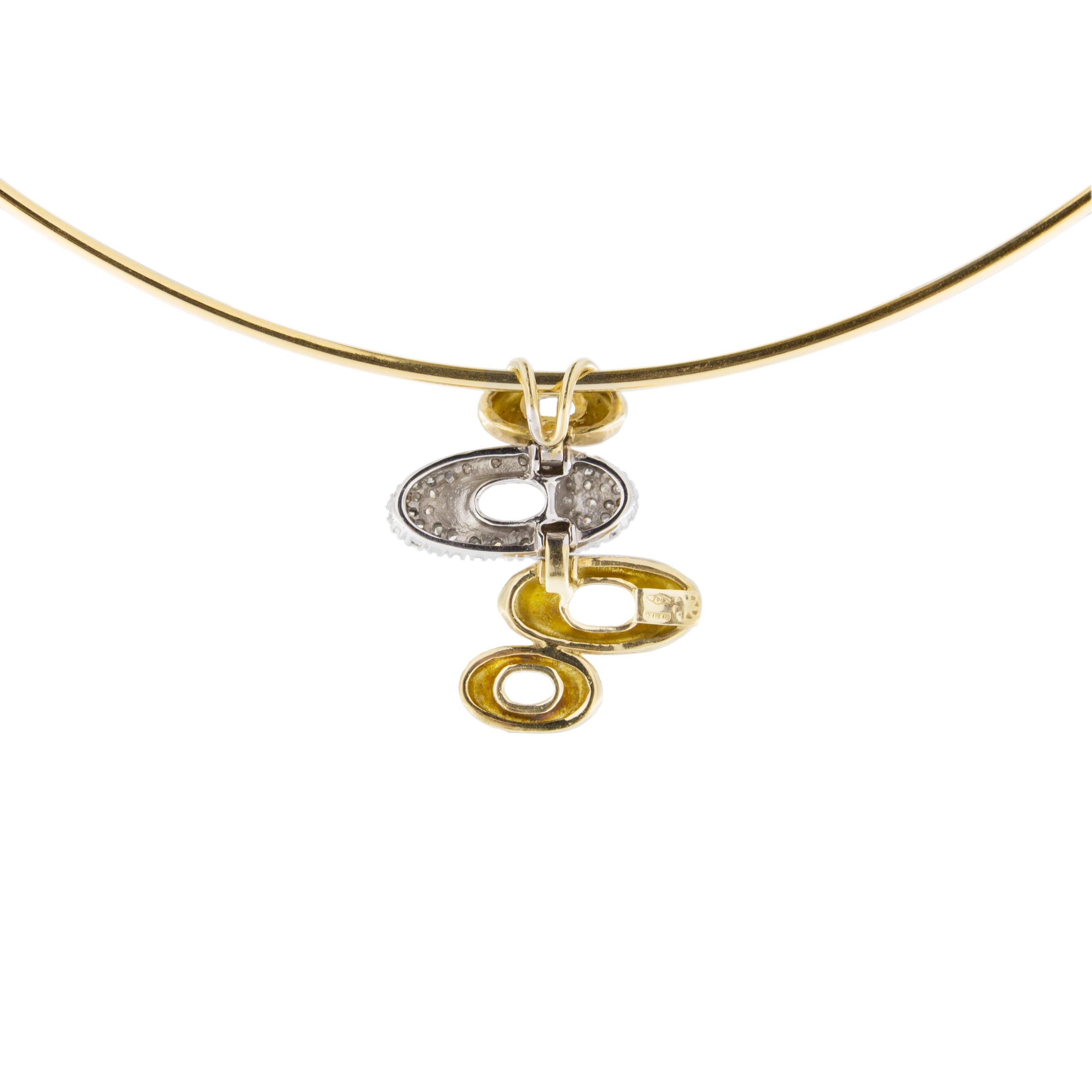 Jona 18 Karat Yellow Gold White Diamond Choker Pendant Necklace 1