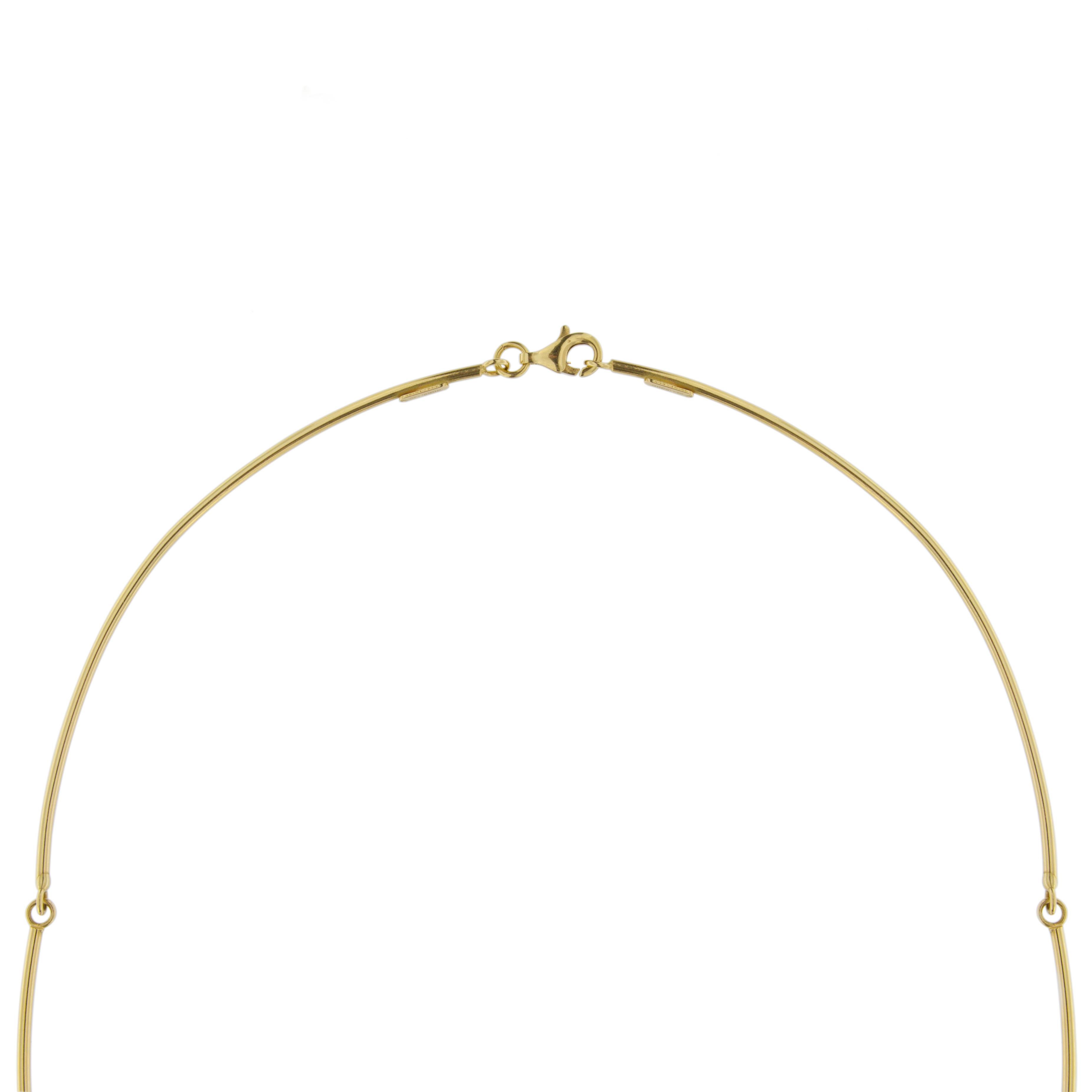 Jona 18 Karat Yellow Gold White Diamond Choker Pendant Necklace 2