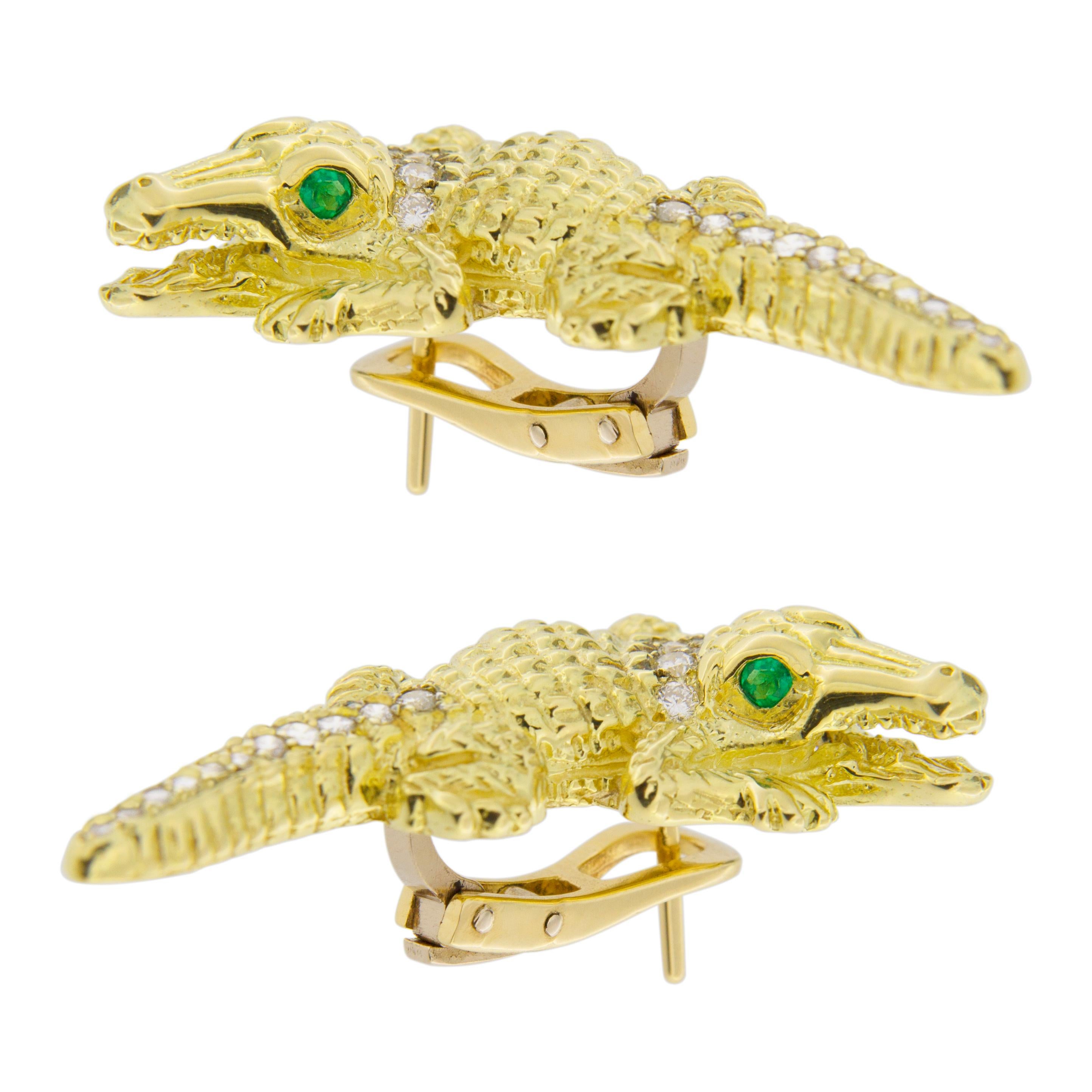 gold alligator earrings