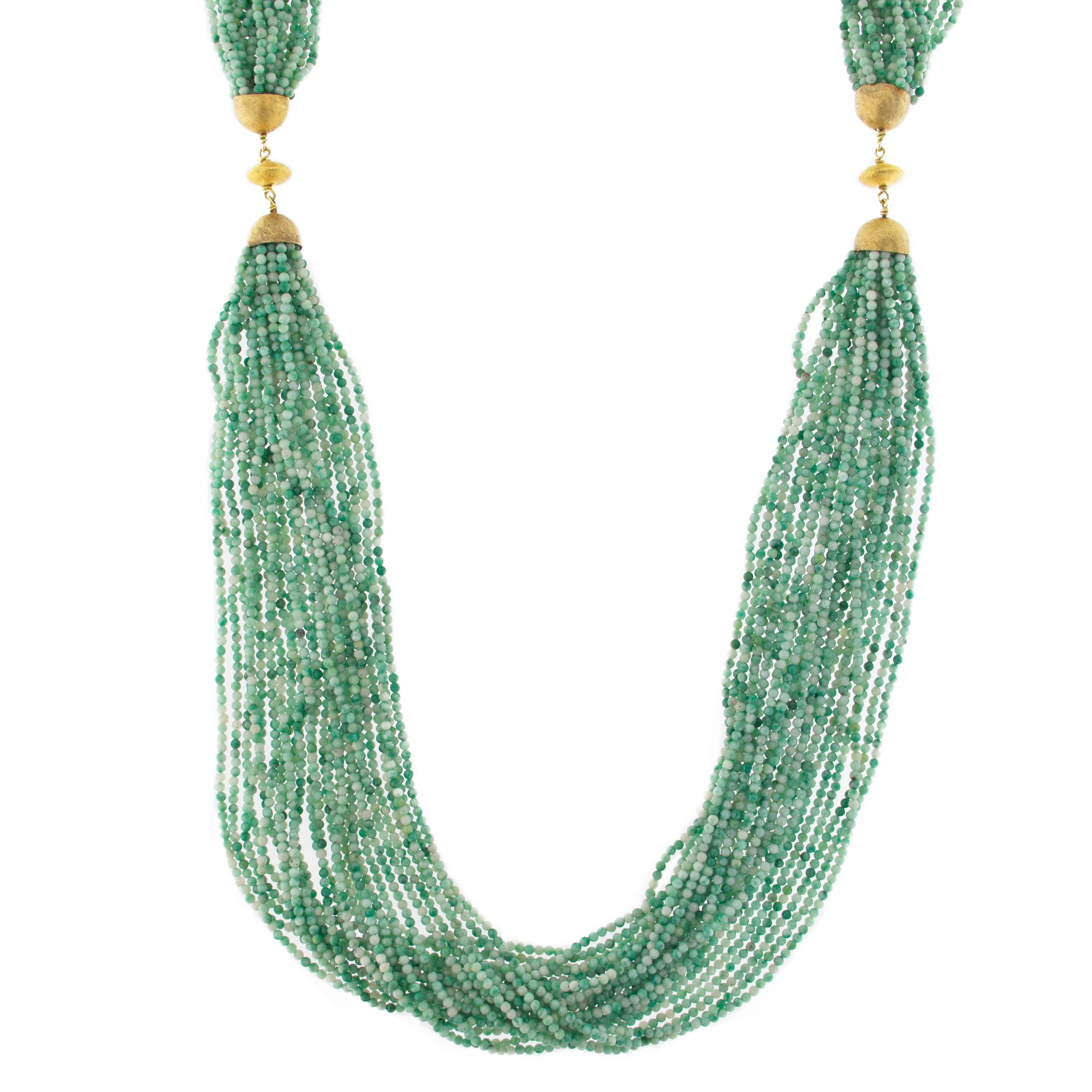 Round Cut Alex Jona Amazonite Multi-Strand Long Necklace For Sale