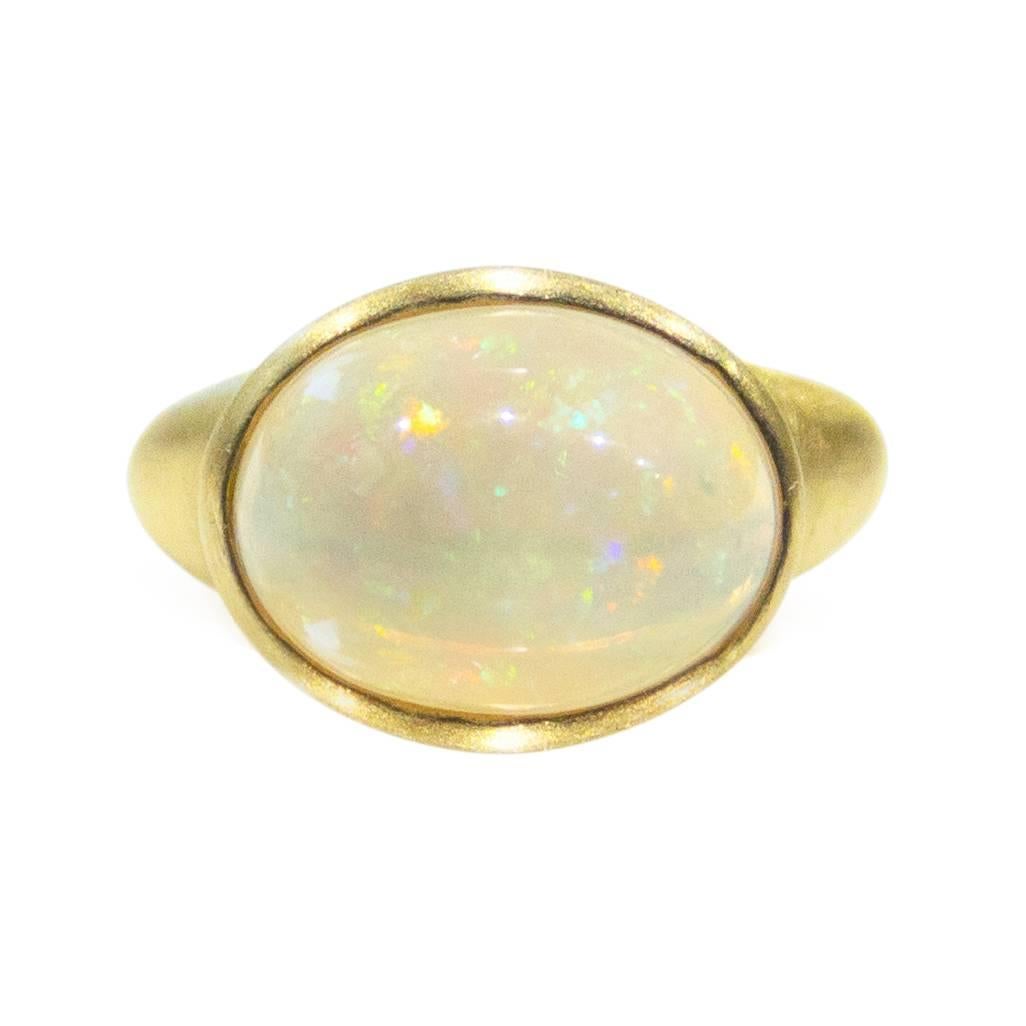 Jona Arlequin Opal Brushed 18 Karat Yellow Gold Ring 1
