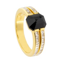Jona Black Diamond and White Diamond Yellow Gold Ring