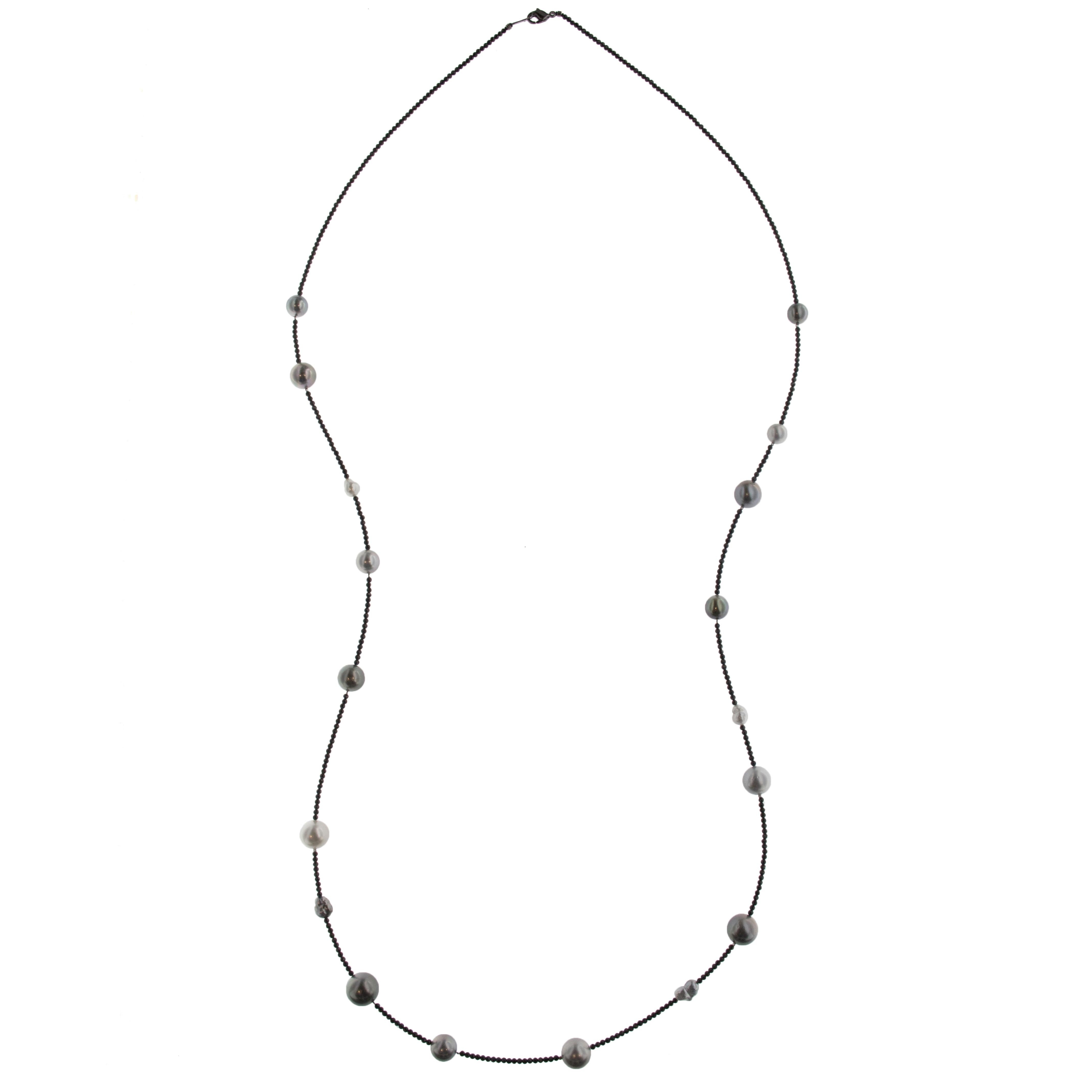 Jona Black Spinel South Sea Pearl Long Necklace 1