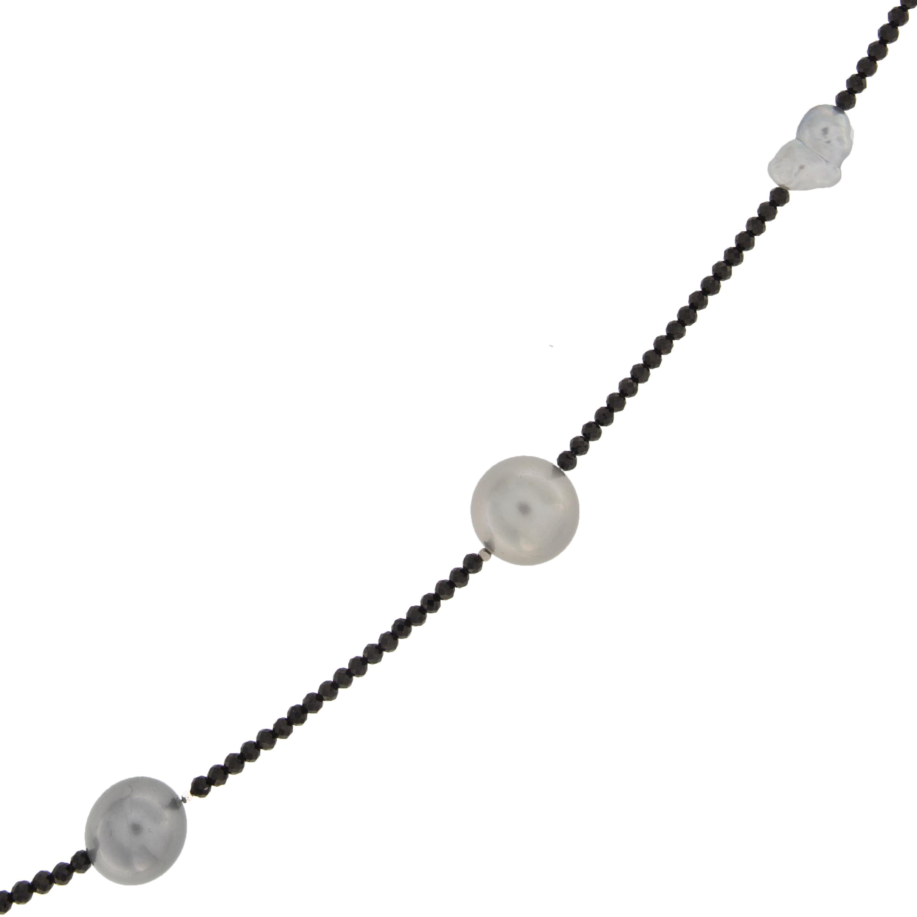 Jona Black Spinel South Sea Pearl Long Necklace 2