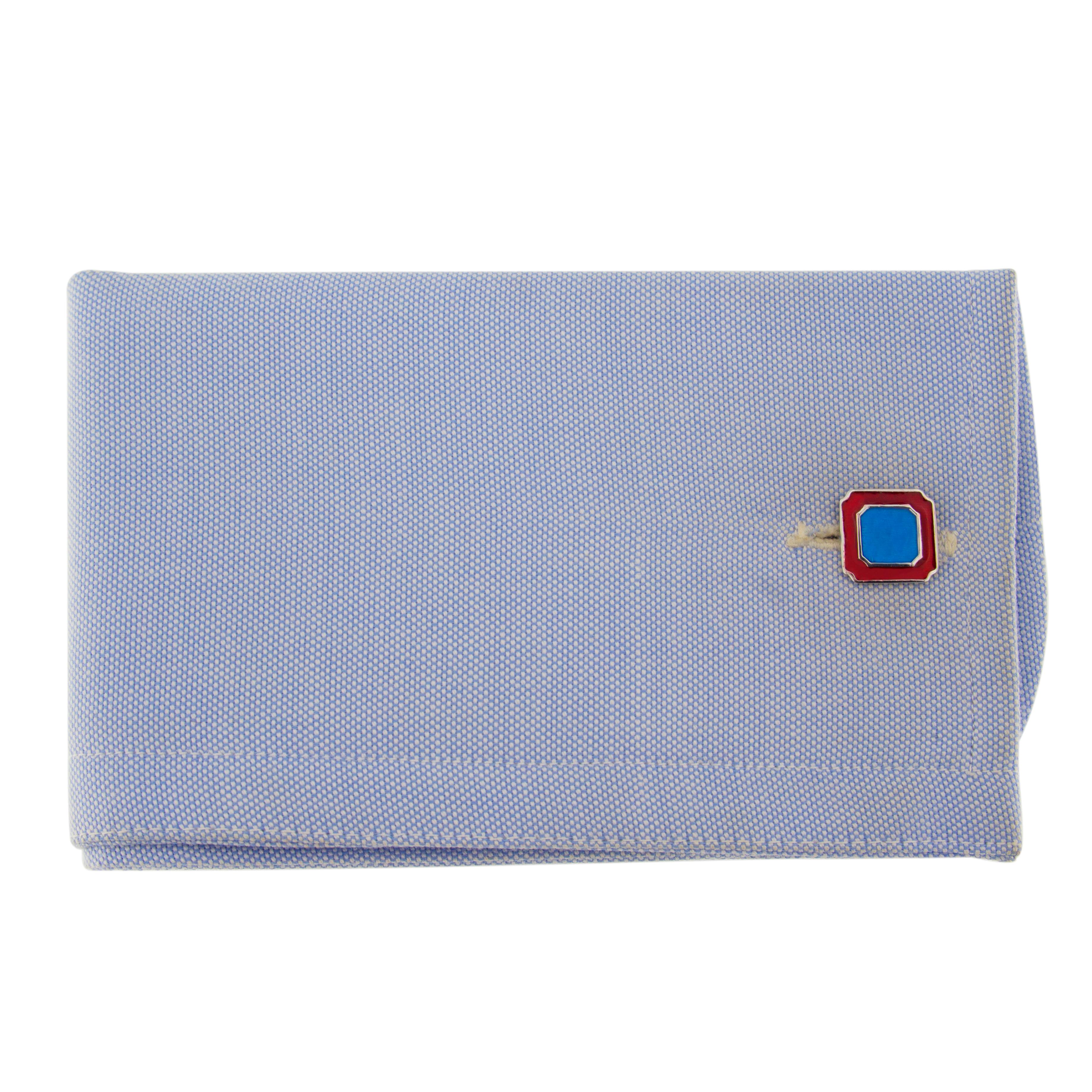 Jona design collection, hand crafted in Italy, sterling silver cufflinks with light blue enamel.Dimensions:
0.47 in. H x 0.47 in. W 
12 mm. H x 12 mm. W 
All Jona jewelry is new and has never been previously owned or worn. Each item will arrive at
