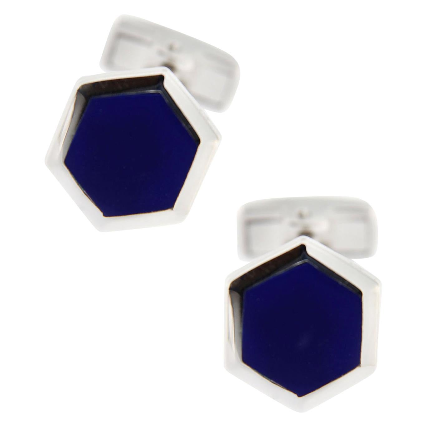 English Cufflinks by Cymric Designed by Archibald Knox with Blue Enamel
