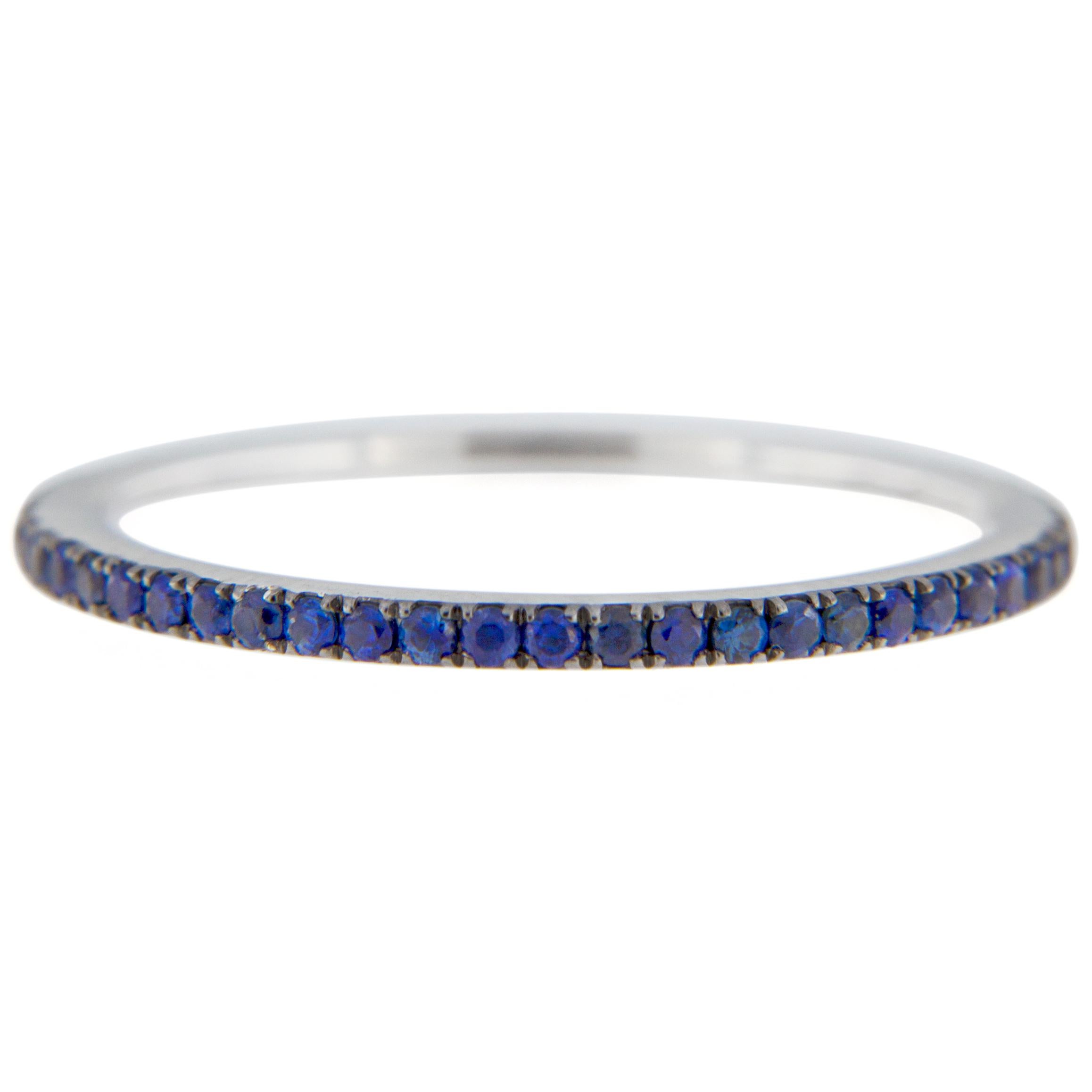 Jona Blue Sapphire 18 Karat White Gold Eternity Band Ring In New Condition In Torino, IT