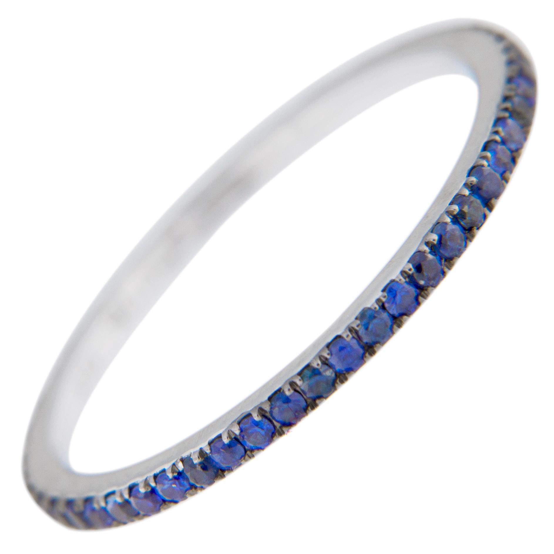 Jona Blue Sapphire 18 Karat White Gold Eternity Band Ring
